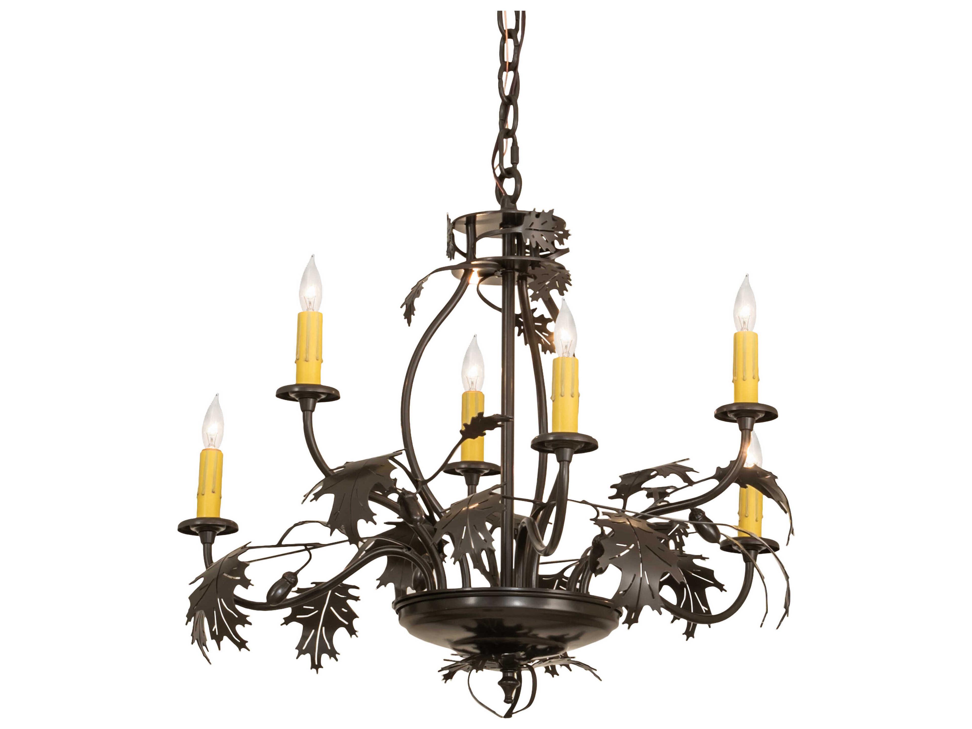 Meyda Oak Leaf & Acorn 6-Light Timeless Bronze Chandelier