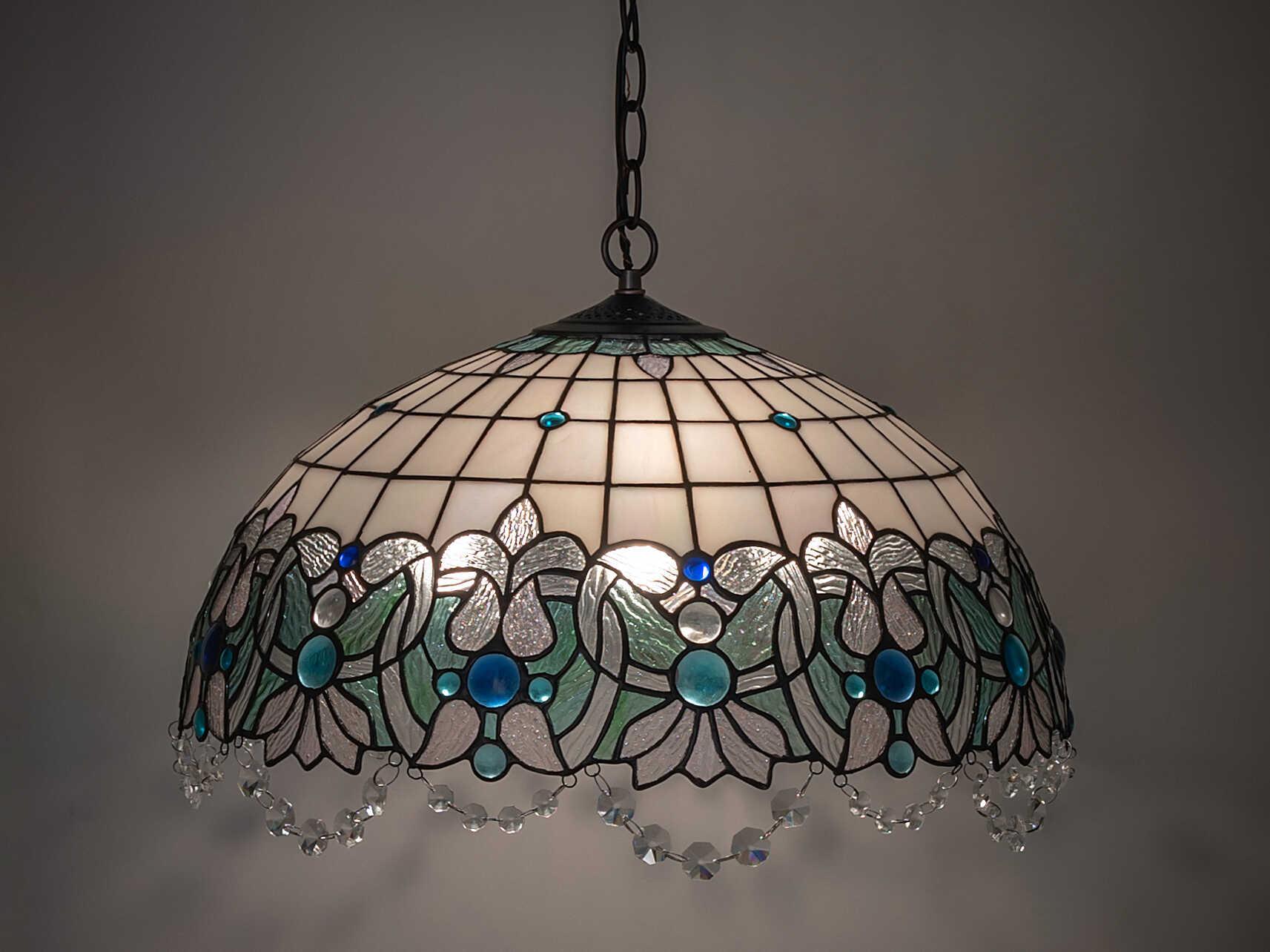 Meyda Angelica 3-Light Mahogany Bronze Glass Tiffany Dome Pendant