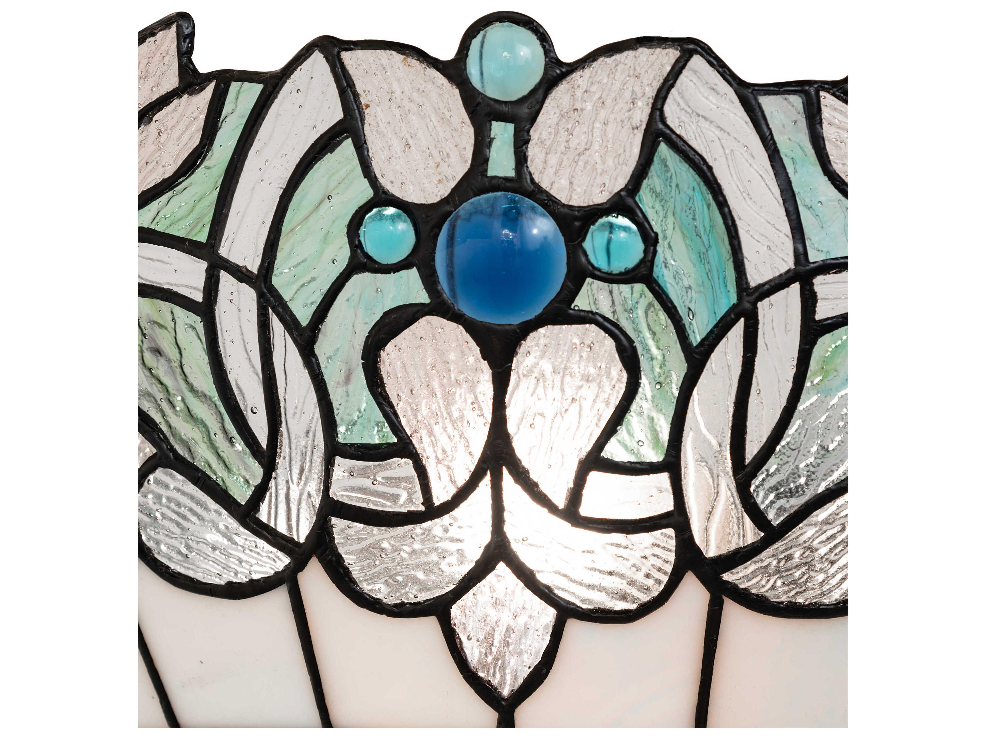 Meyda Angelica 3-Light Mahogany Bronze Blue Glass Tiffany Bowl Pendant