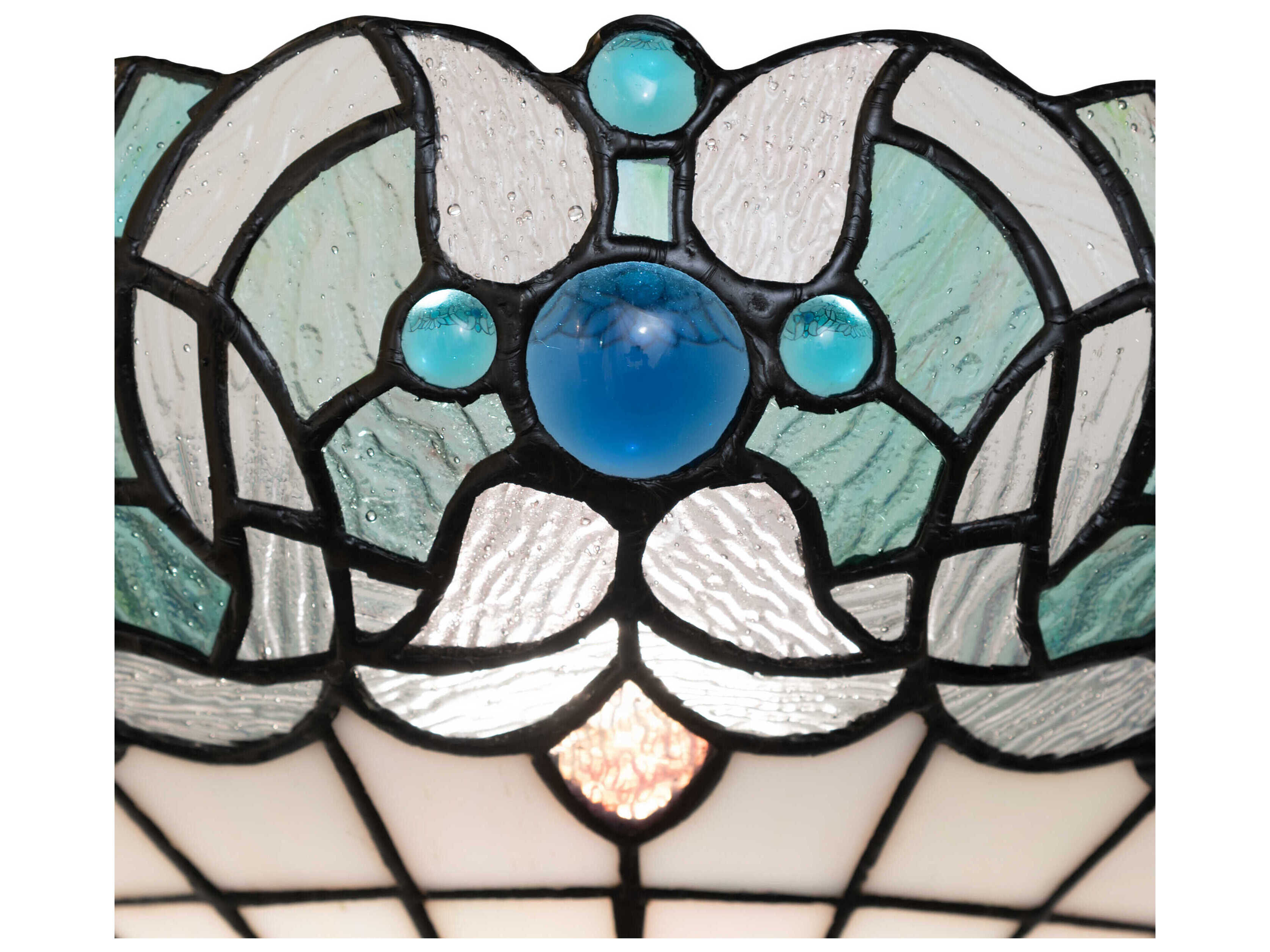 Meyda Angelica Mahogany Bronze Blue Clear Iridescent Glass Tiffany Floor Lamp