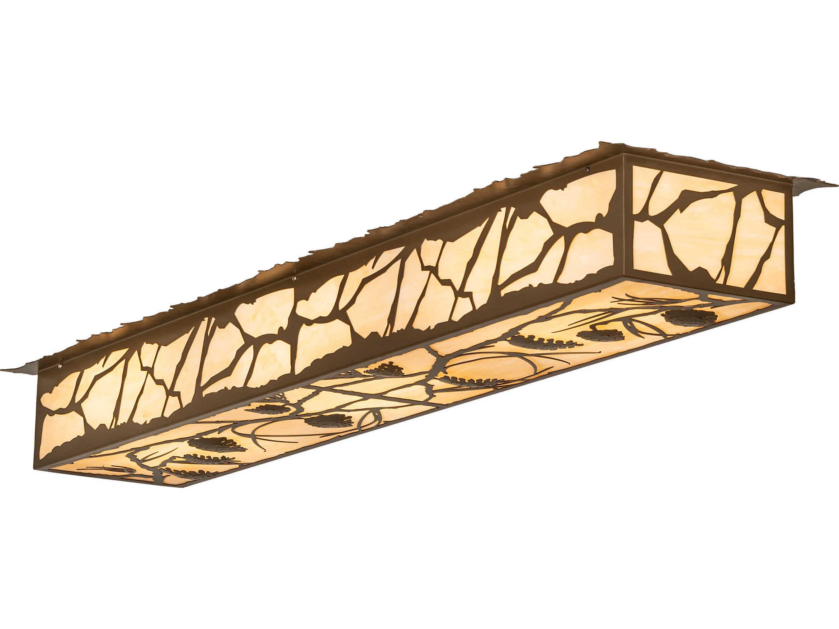 Meyda Whispering Pines 6-Light Brown Metallic Glass Linear Flush Mount