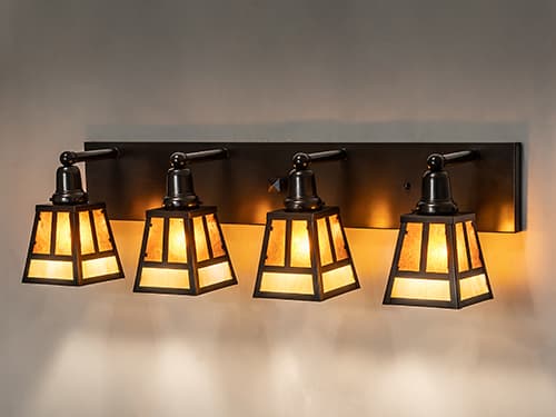 Meyda 4-Light Craftsman Brown Glass Vanity Light