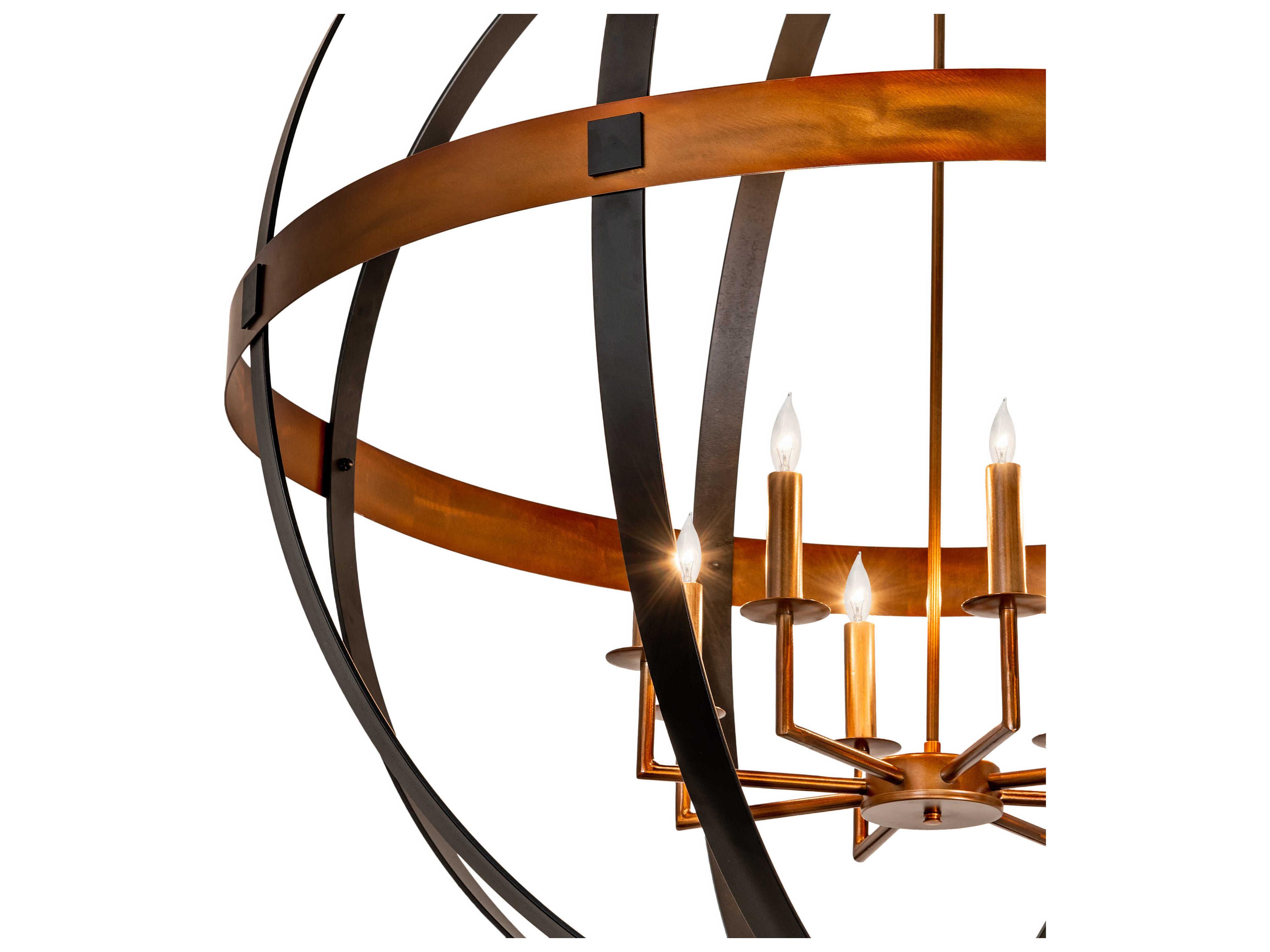 Meyda 8-Light Copper Candelabra Globe Chandelier