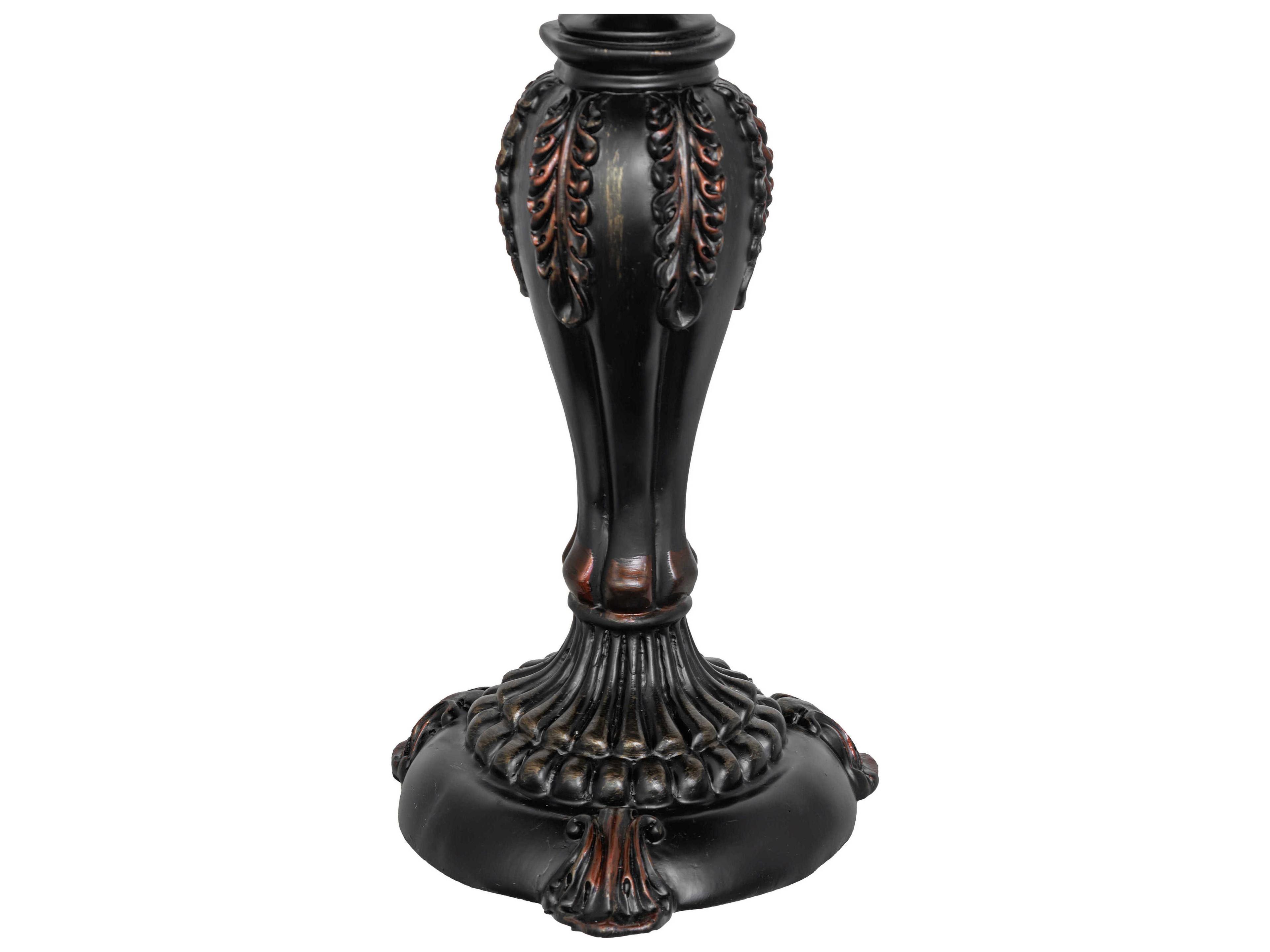 Meyda Creole Mahogany Bronze Ruby Green White Glass Tiffany Buffet Lamp