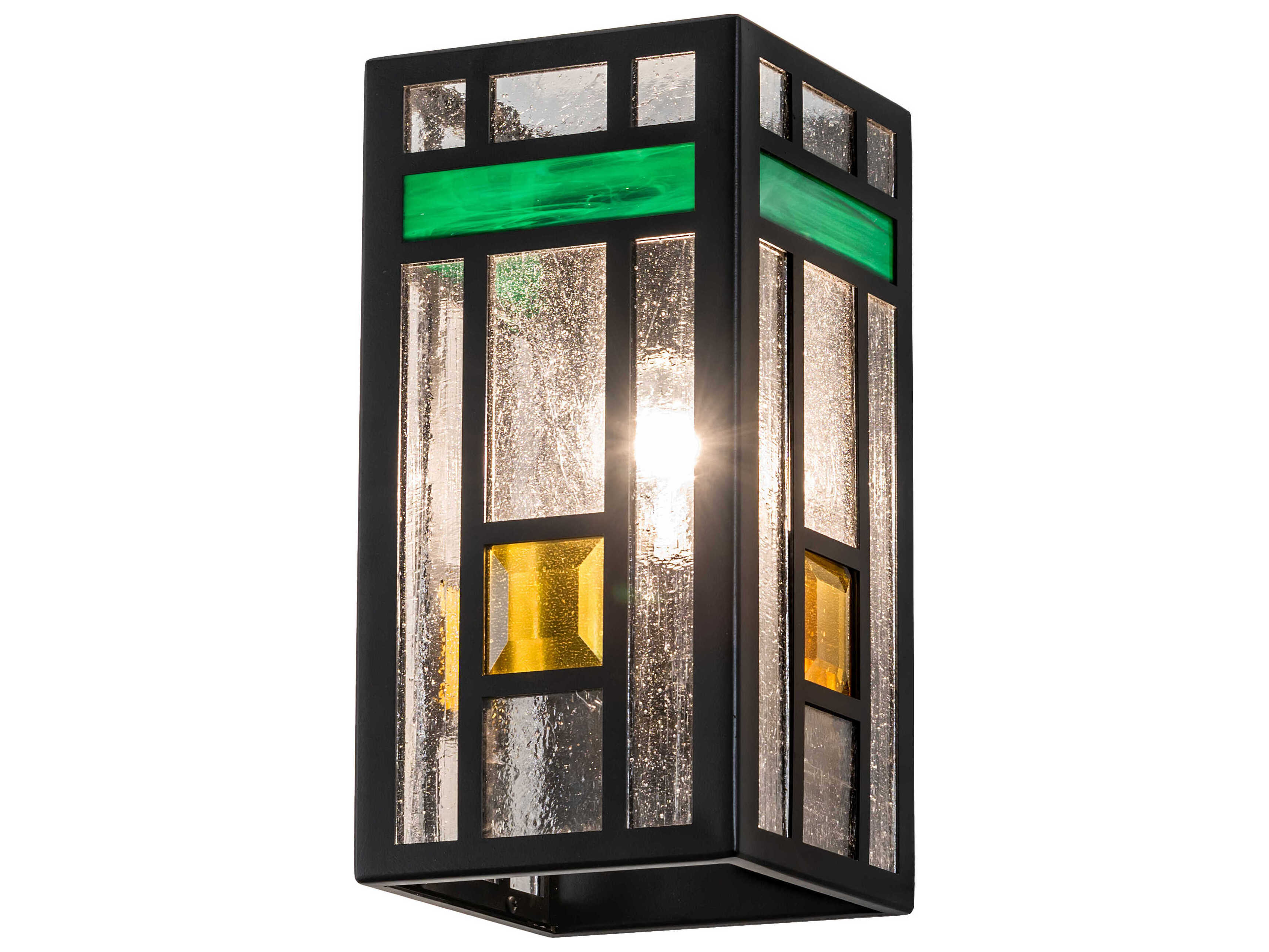 Meyda Polaris 1-Light Solar Matte Black Glass Wall Sconce
