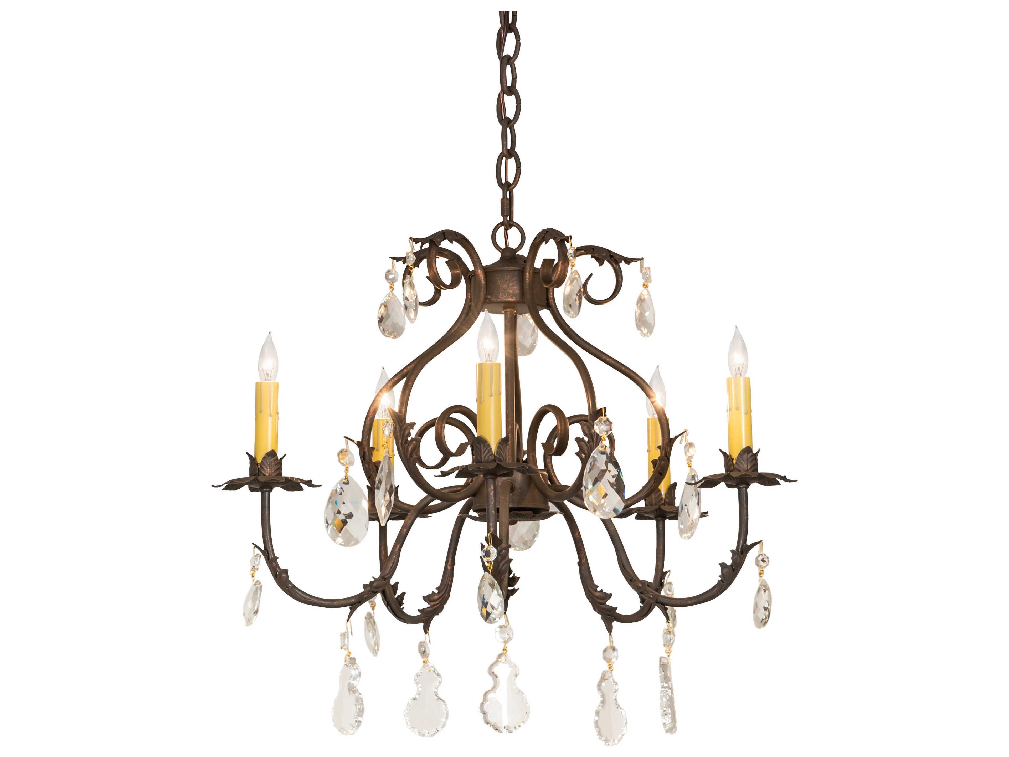 Meyda Chantilly 5-Light Bronze Crystal Candelabra Chandelier