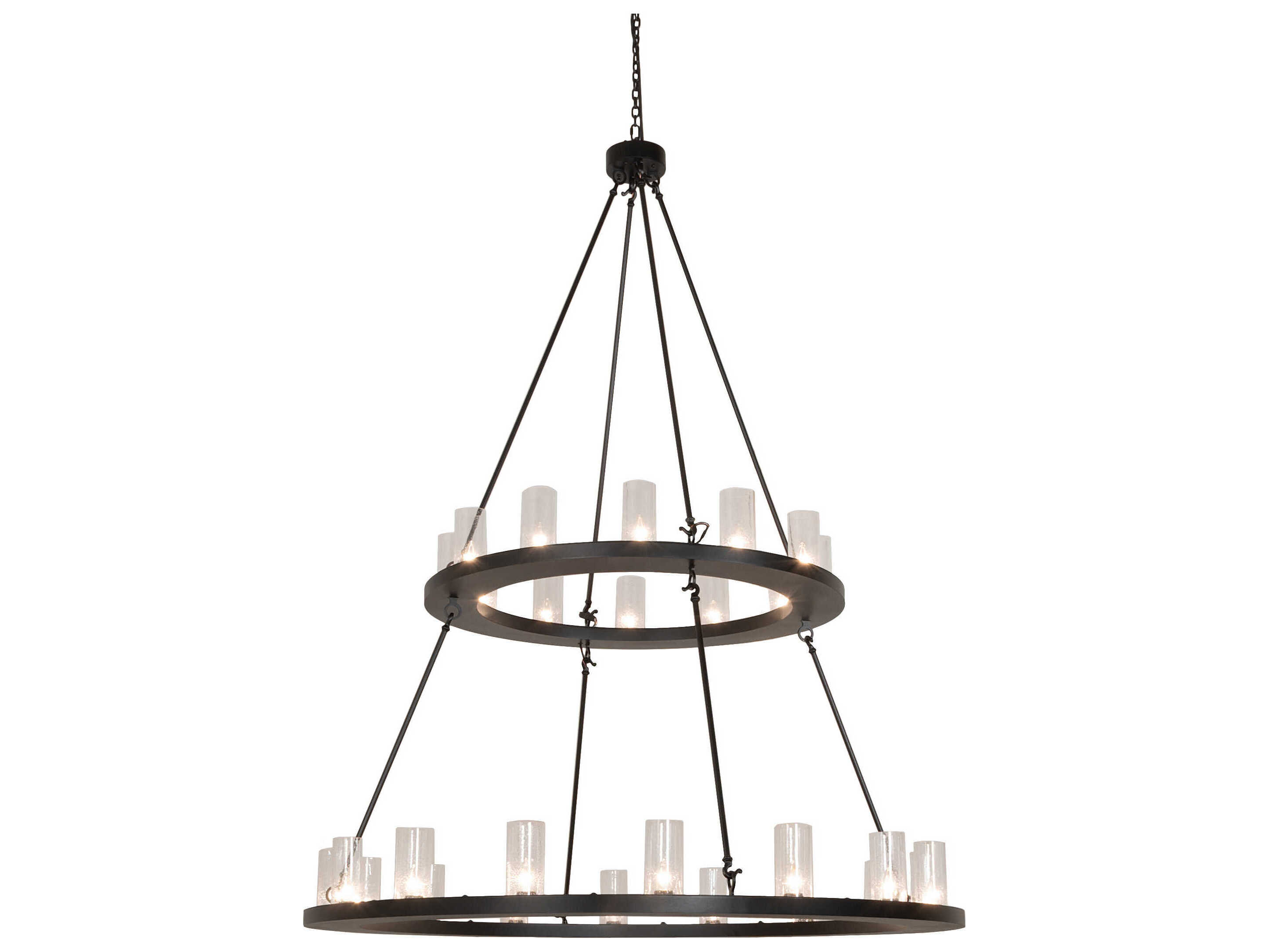 Meyda Loxley 28-Light Textured Black Glass Cylinder Tiered Chandelier