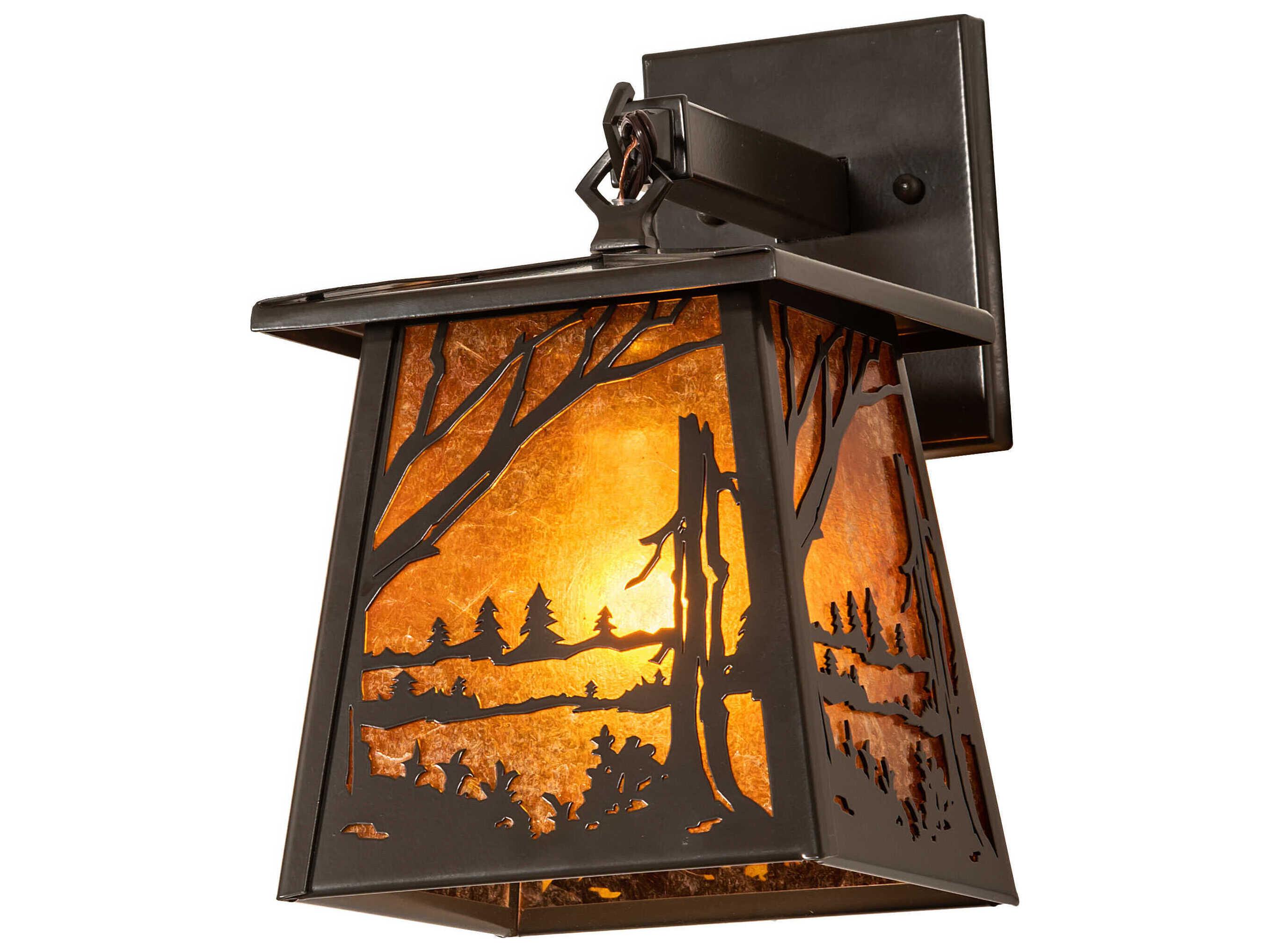 Meyda Quiet Pond 1-Light Timeless Bronze Glass Wall Sconce