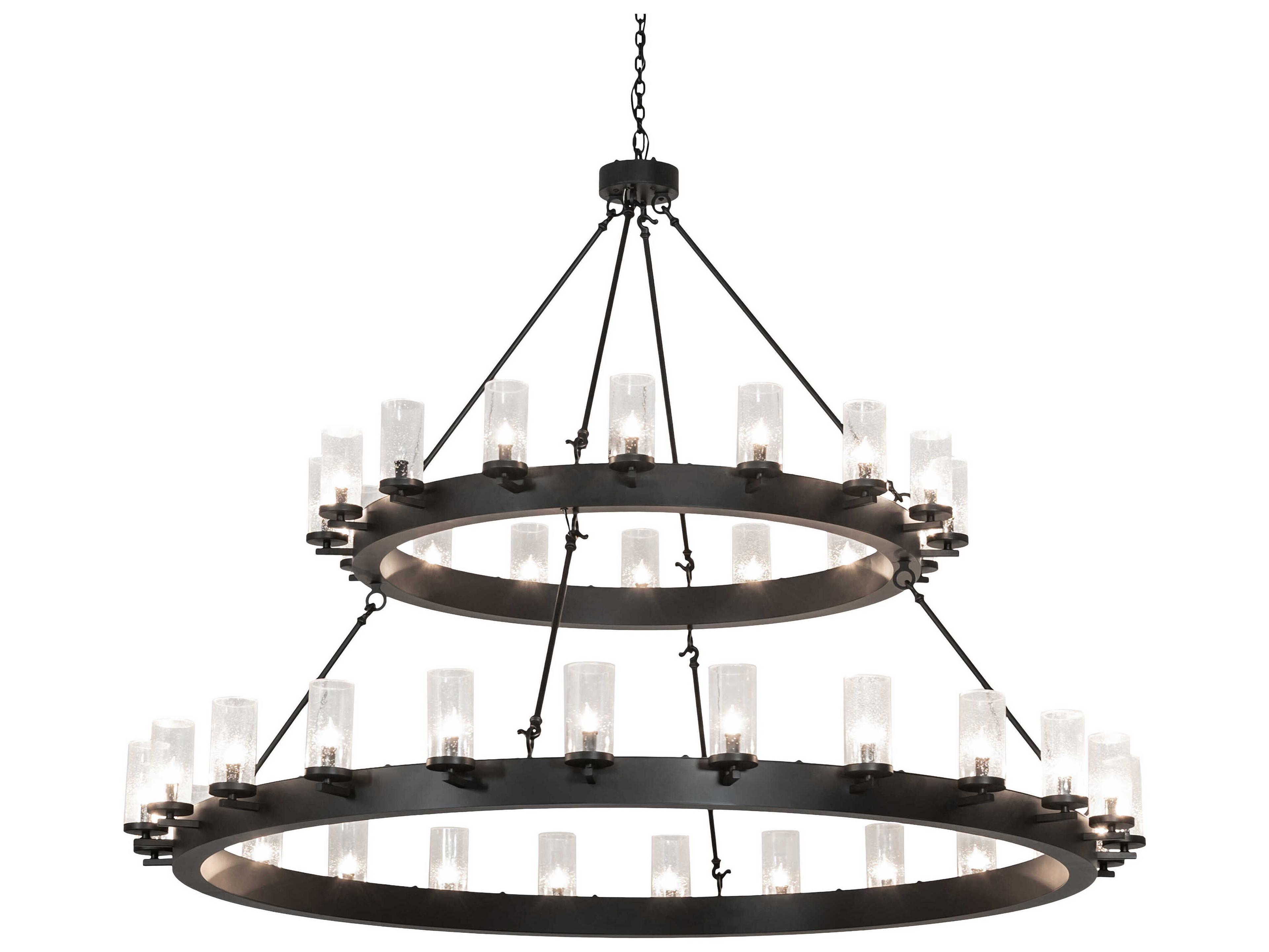 Meyda Noziroh Ring 40-Light Crystal Black Glass Candelabra Cylinder Chandelier
