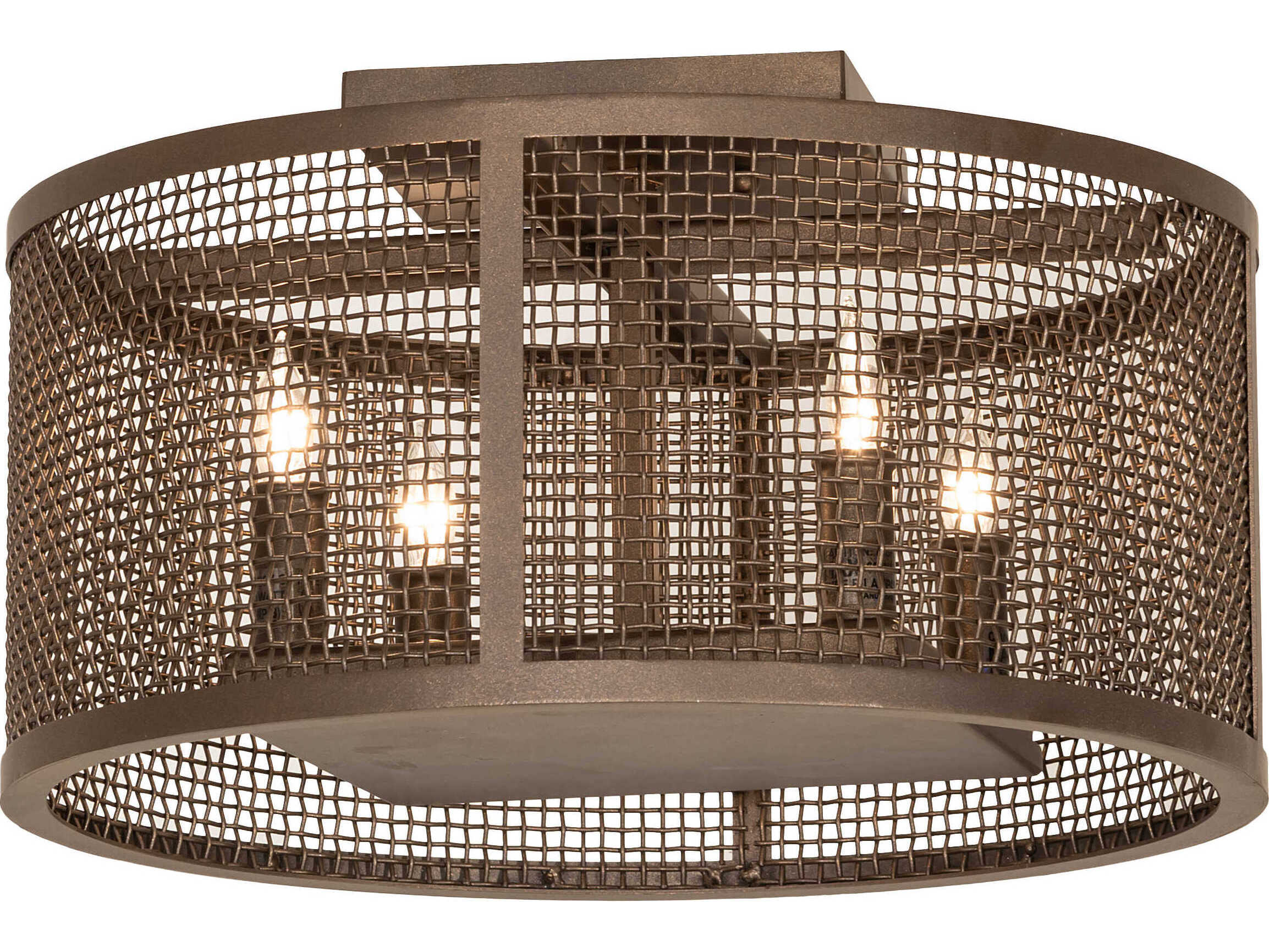 Meyda Cilindro 4-Light Bronze Drum Flush Mount