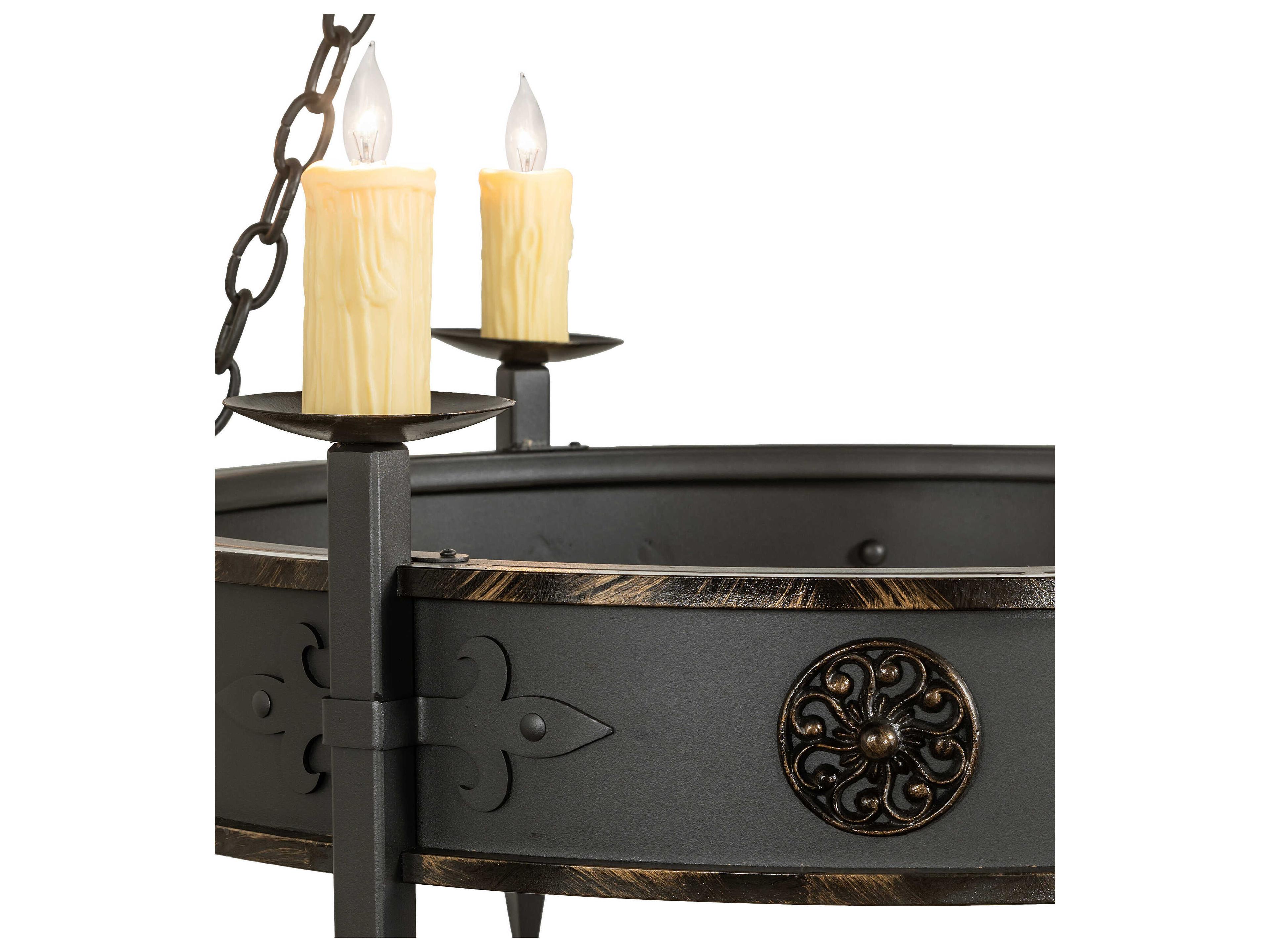 Meyda Calandra 6-Light Wrought Iron Antique Brass Gloss Bronze Candelabra Chandelier