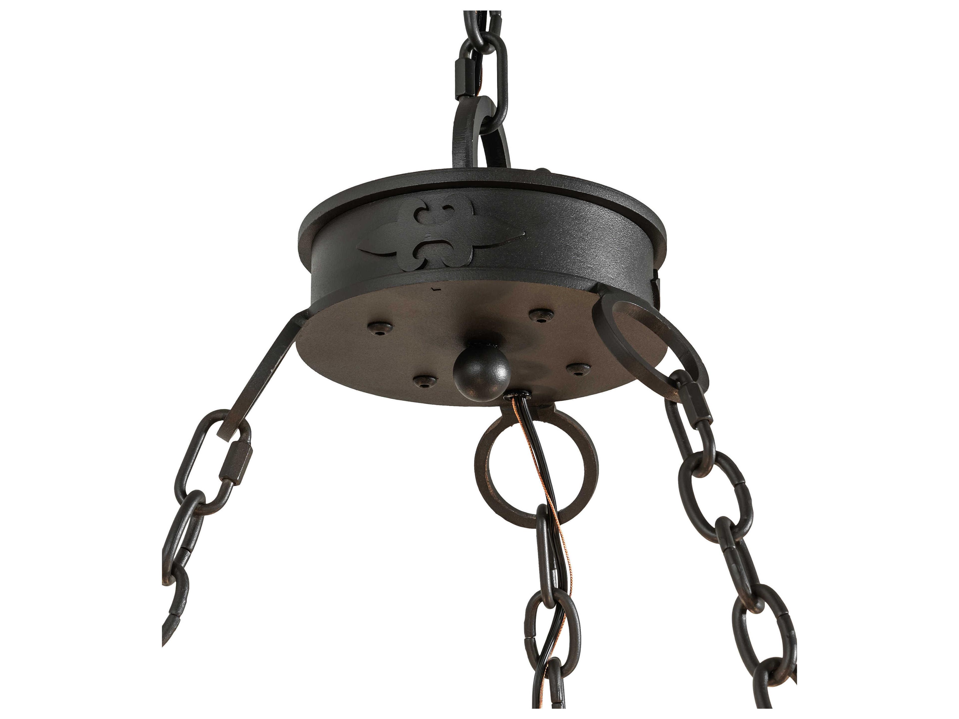 Meyda Calandra 6-Light Wrought Iron Antique Brass Gloss Bronze Candelabra Chandelier