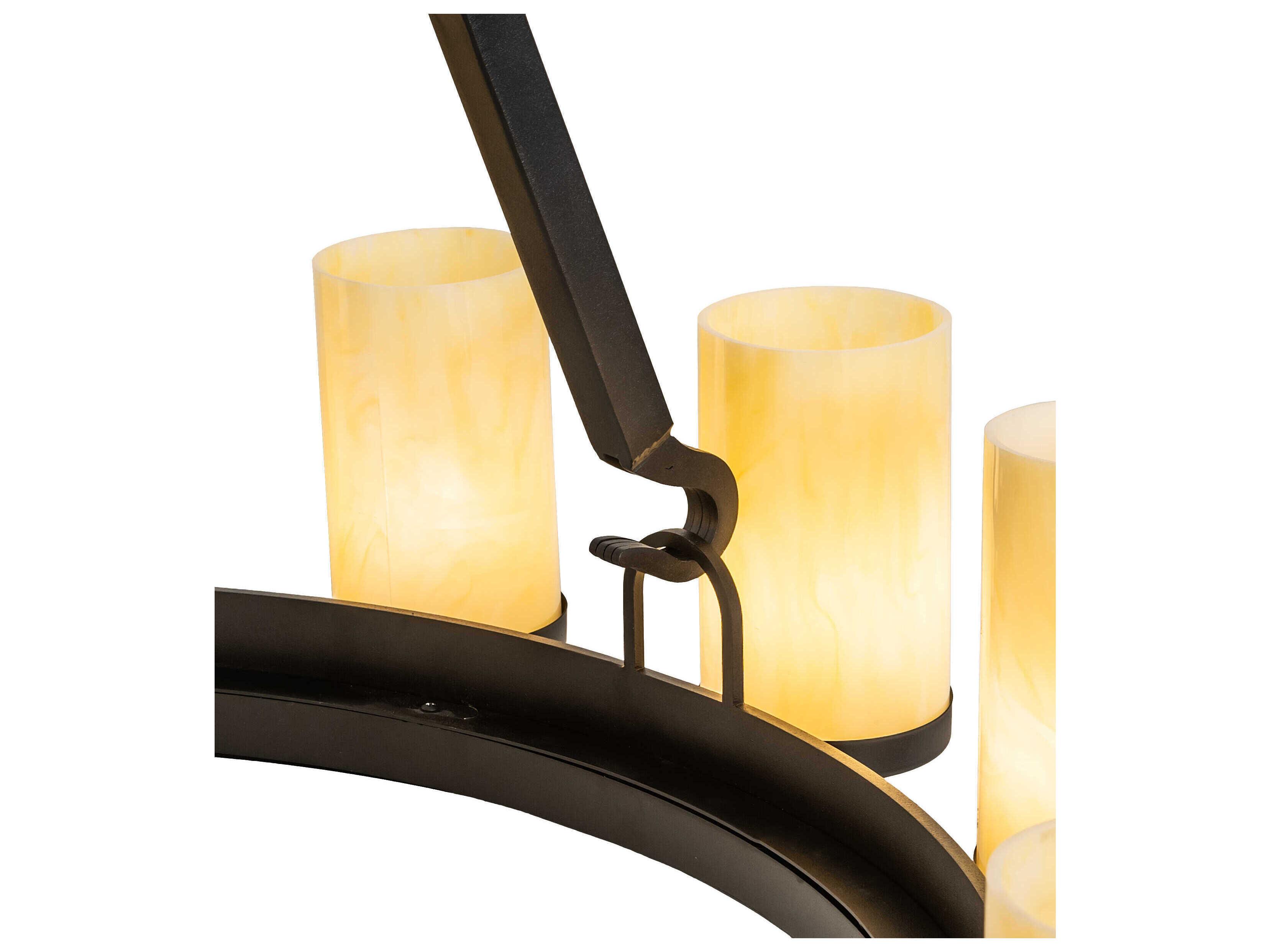 Meyda Noziroh Ring 15-Light Textured Black Glass Cylinder Round Chandelier