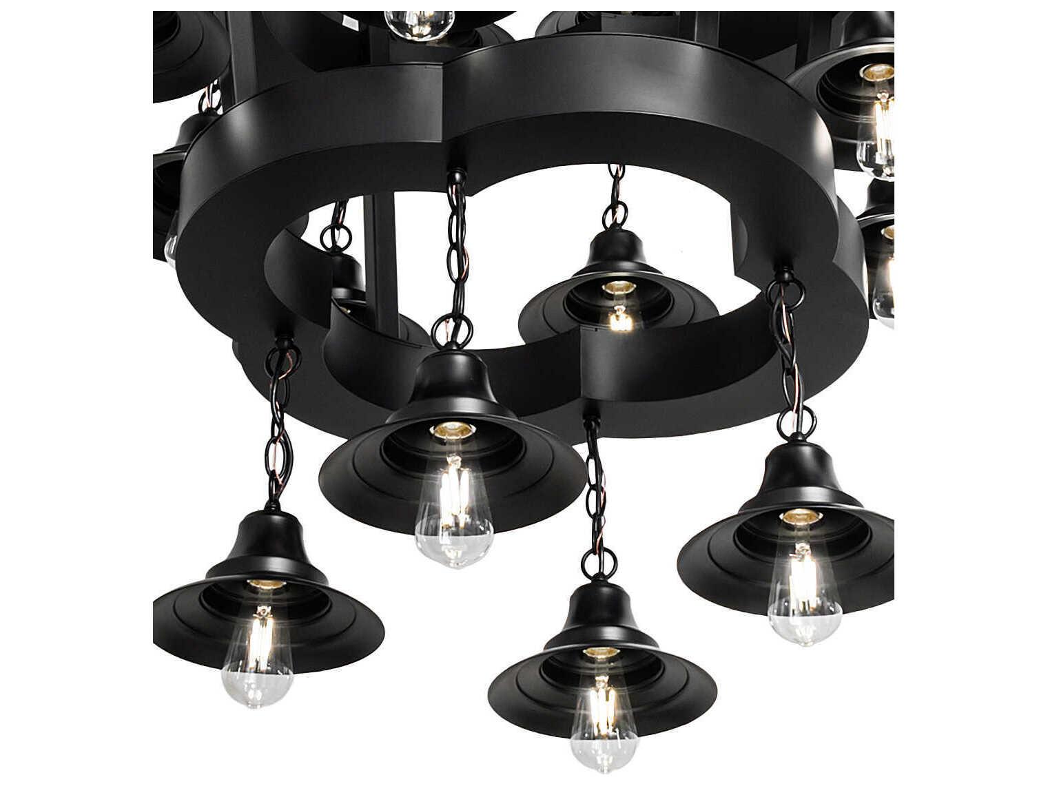 Meyda Cretella 72-Light Solar Black Glass Geometric Chandelier