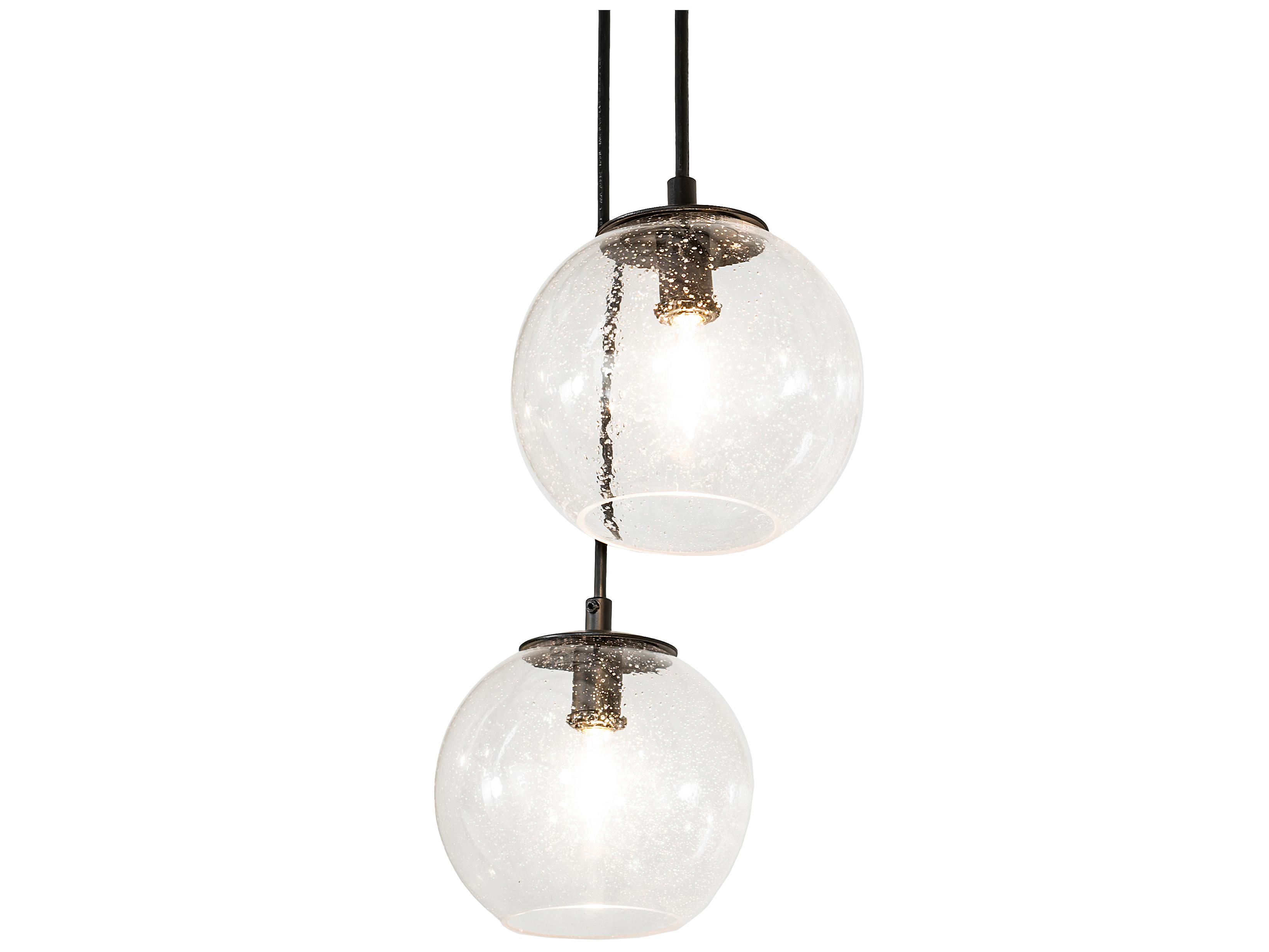 Meyda Bola 12-Light Solar Black Glass Globe Tiered Chandelier