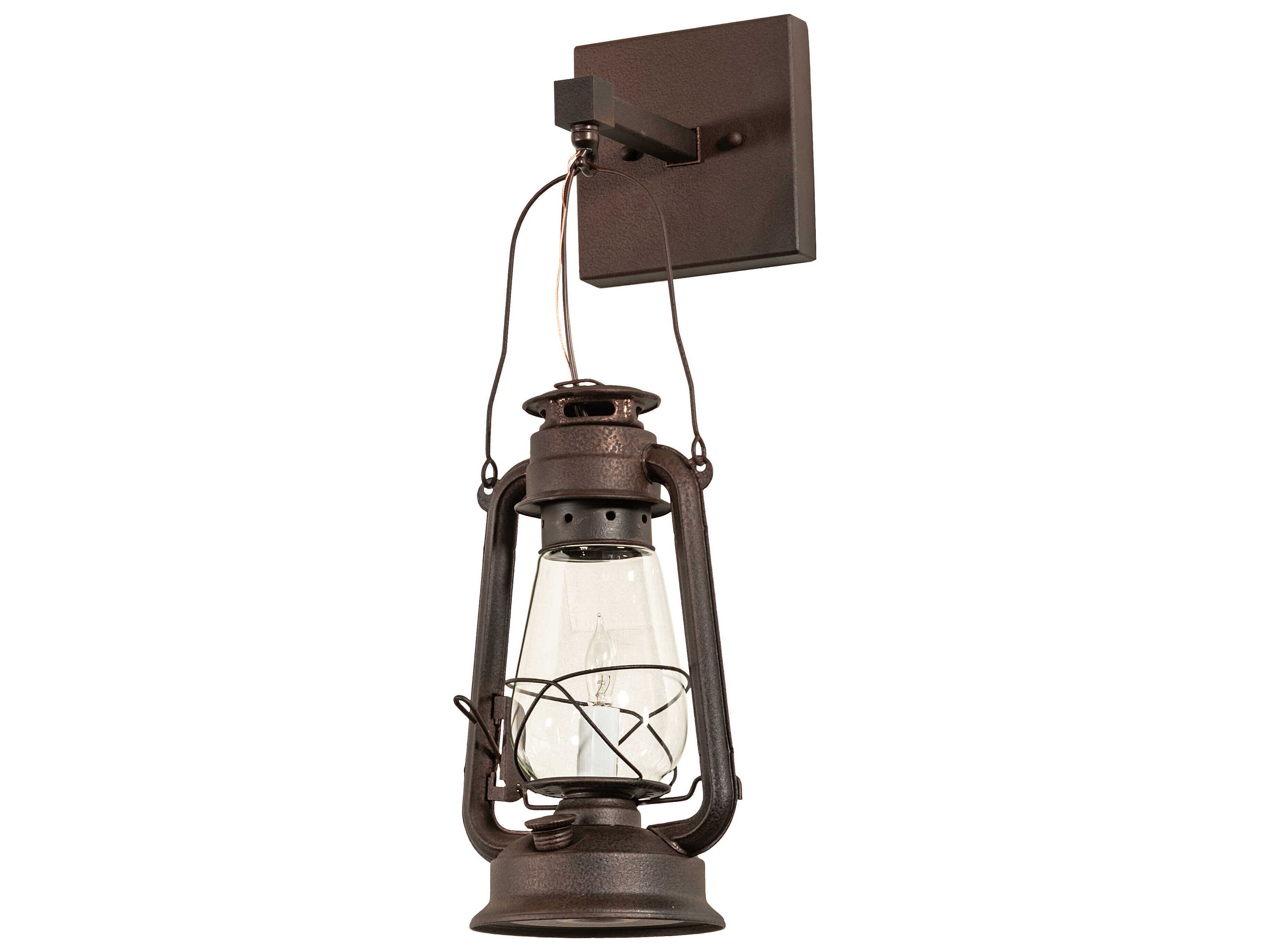 Meyda Miners Lantern 1-Light Rust Brown Glass Wall Sconce