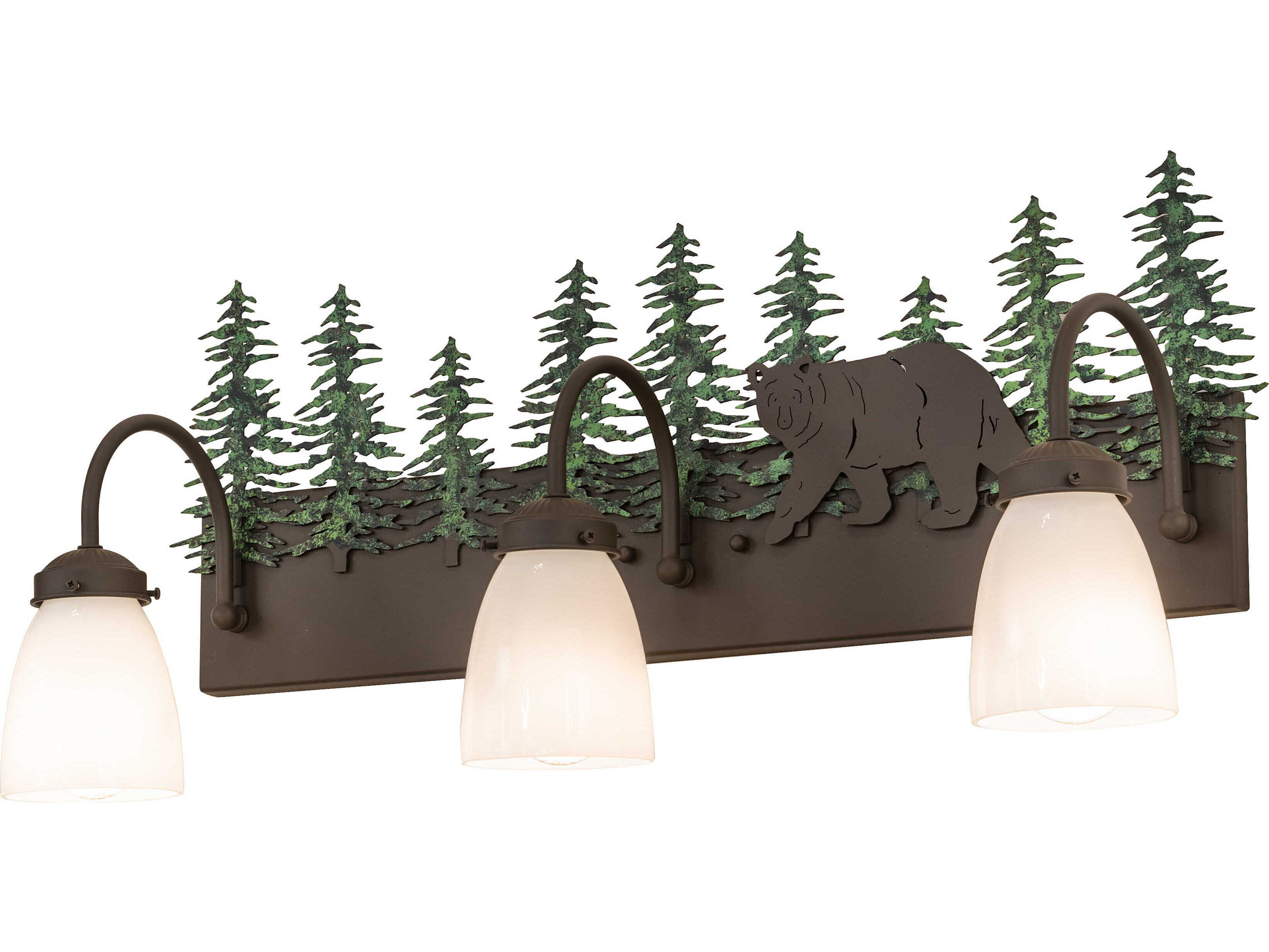 Meyda Lone Bear 3-Light Timeless Bronze Glass Vanity Light