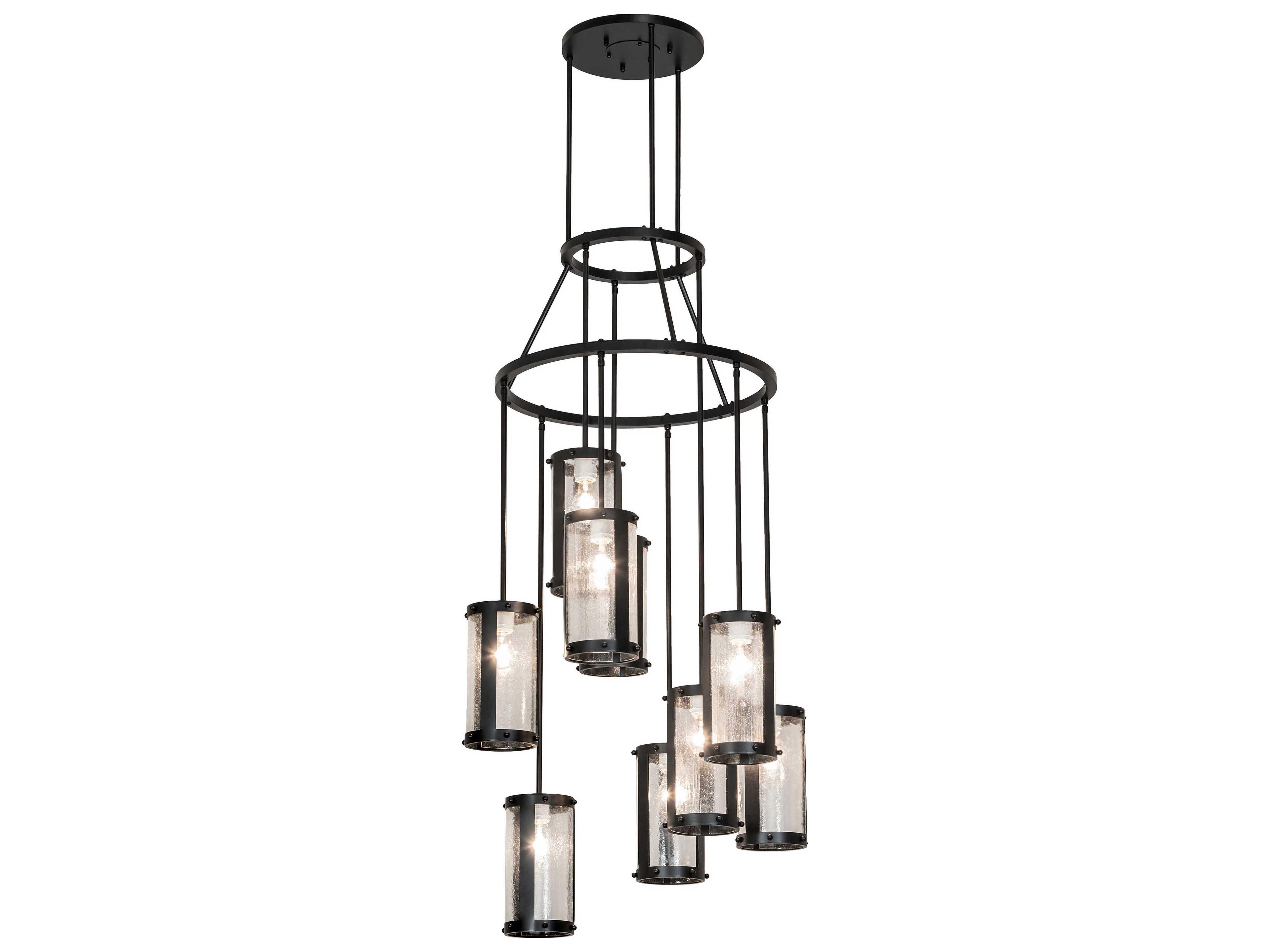 Meyda Cartier 9-Light Solar Black Cylinder Chandelier