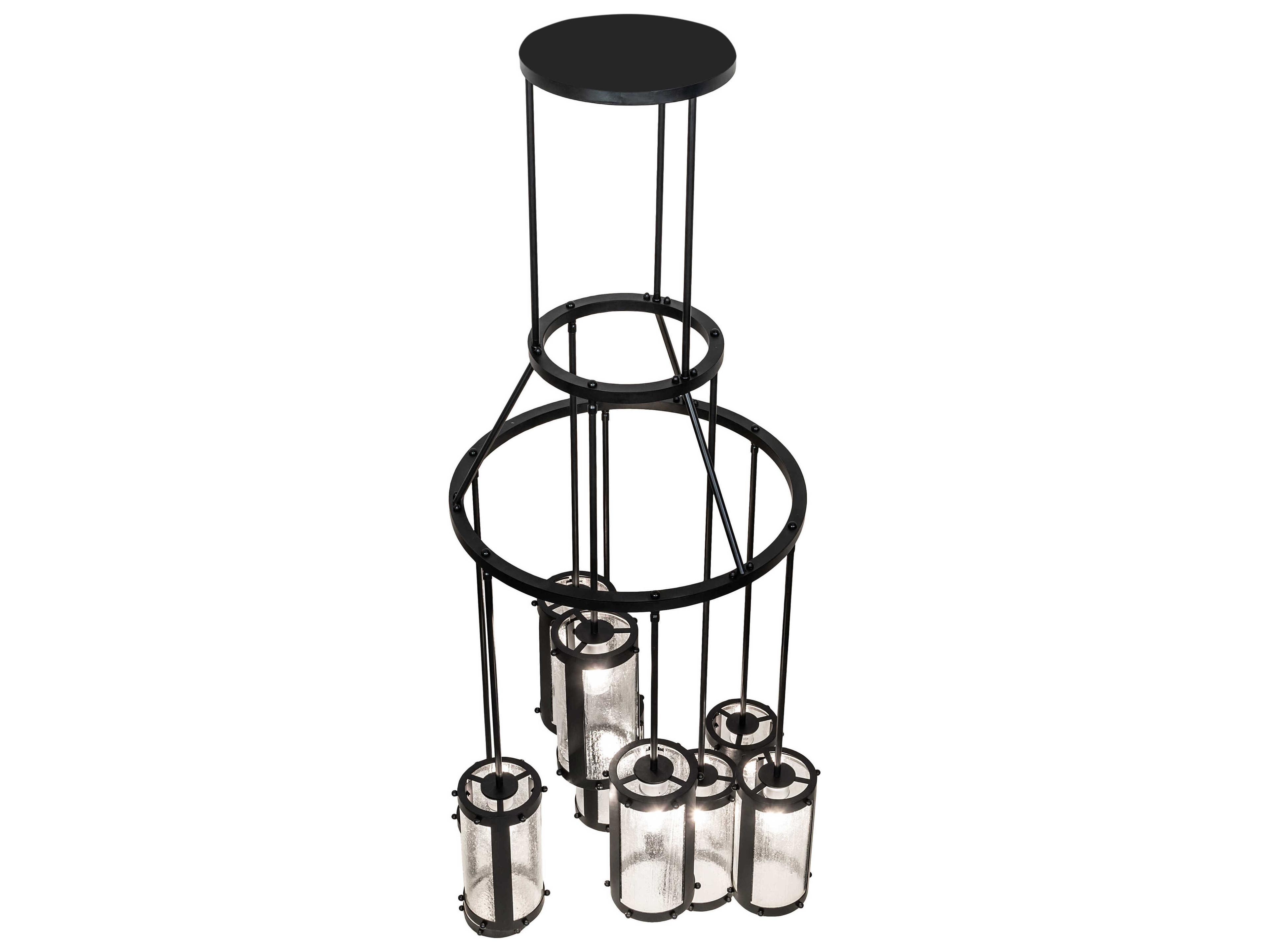 Meyda Cartier 9-Light Solar Black Cylinder Chandelier