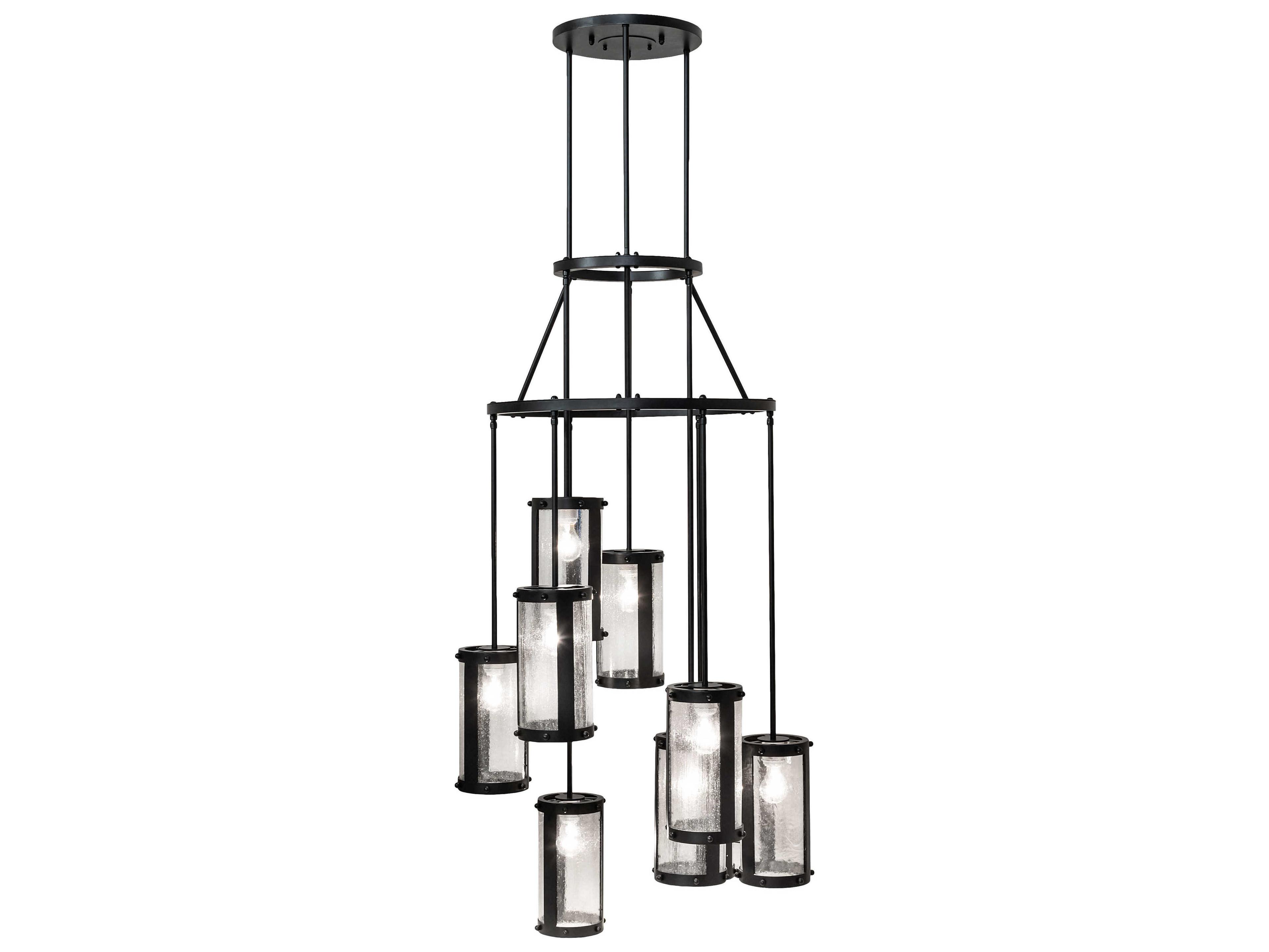 Meyda Cartier 9-Light Solar Black Cylinder Chandelier