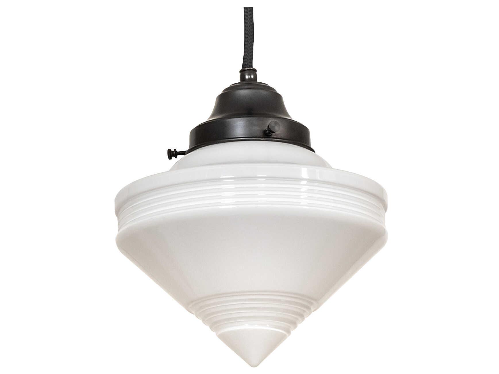 Meyda Revival Schoolhouse 1-Light Craftsman Brown Glass Mini Pendant