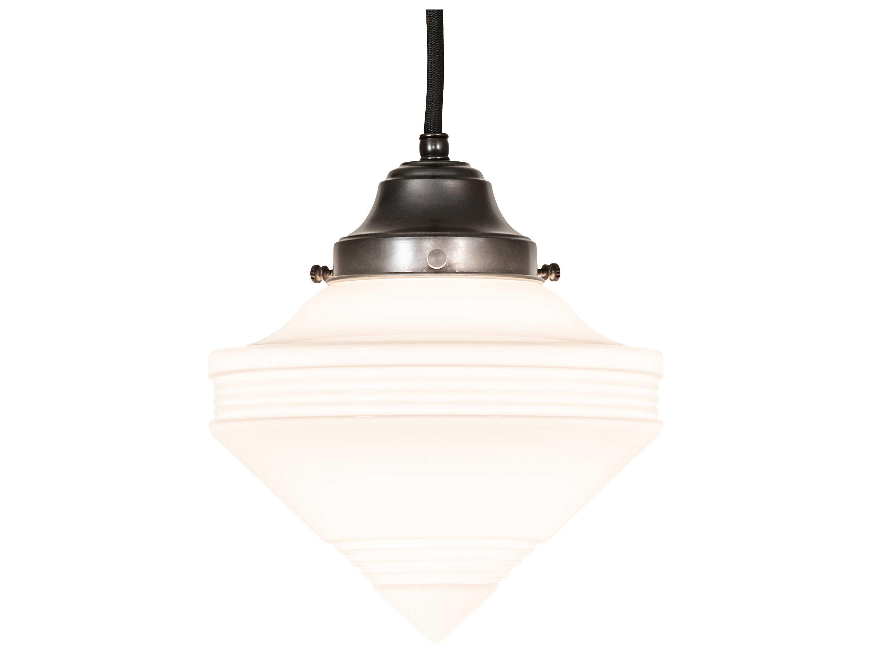 Meyda Revival Schoolhouse 1-Light Craftsman Brown Glass Mini Pendant