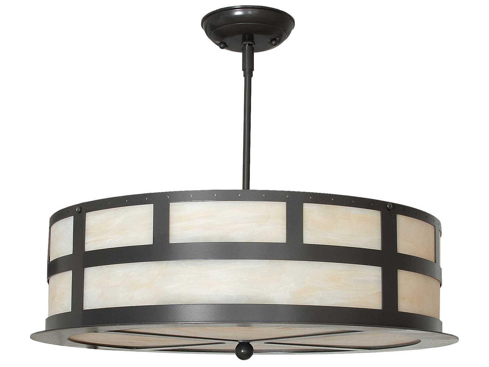Meyda 4-Light Timeless Bronze Glass Drum Pendant