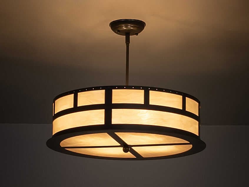Meyda 4-Light Timeless Bronze Glass Drum Pendant
