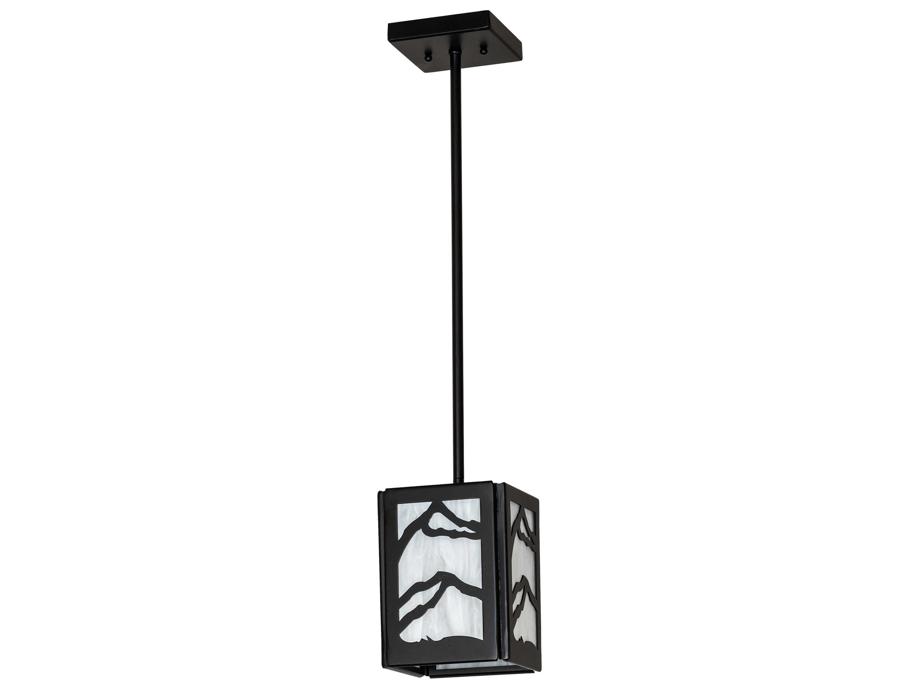 Meyda Mountain Range 1-Light Solar Black Glass Mini Pendant