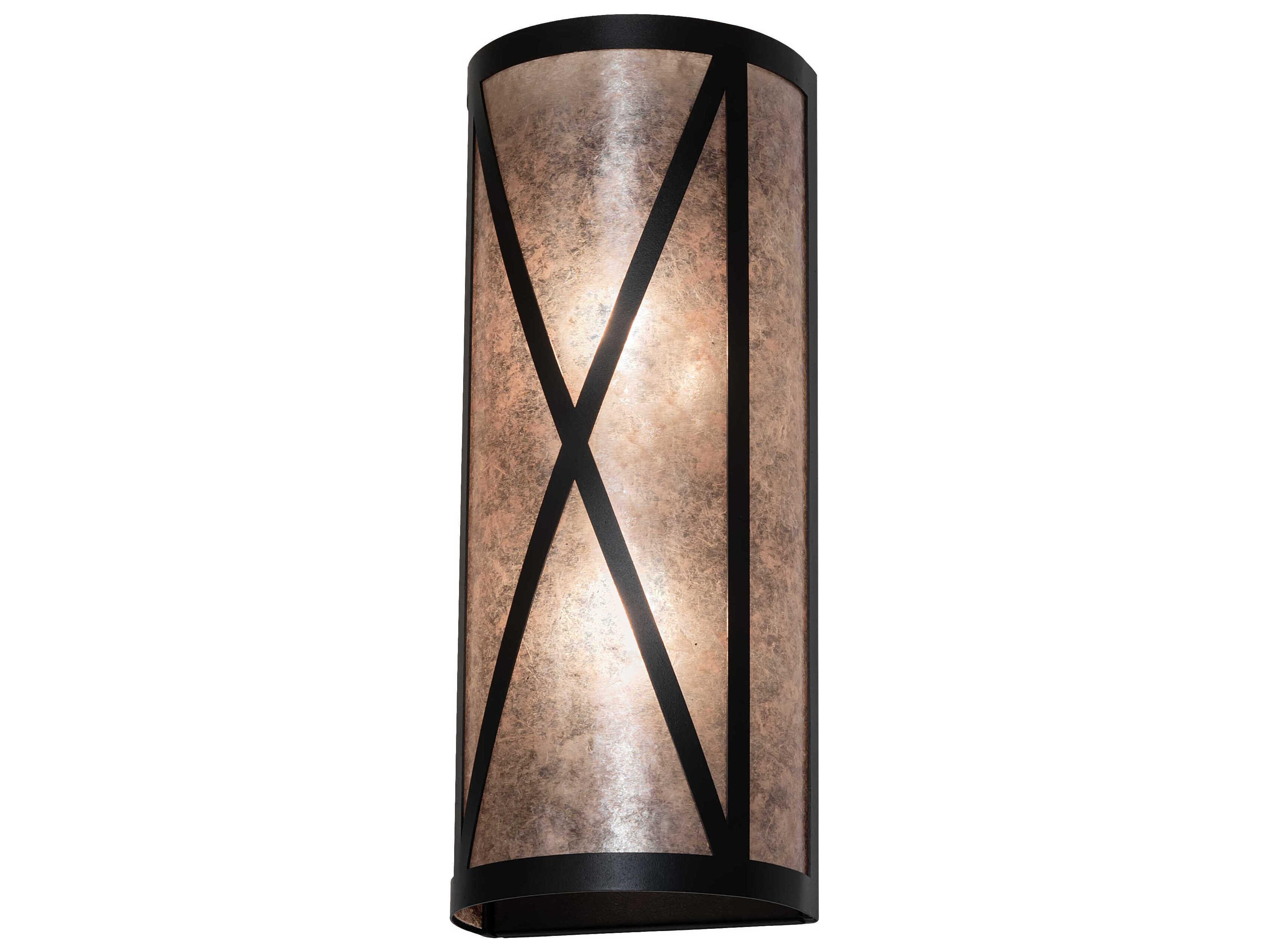 Meyda Saltire Craftsman 2-Light Mahogany Bronze Glass Wall Sconce
