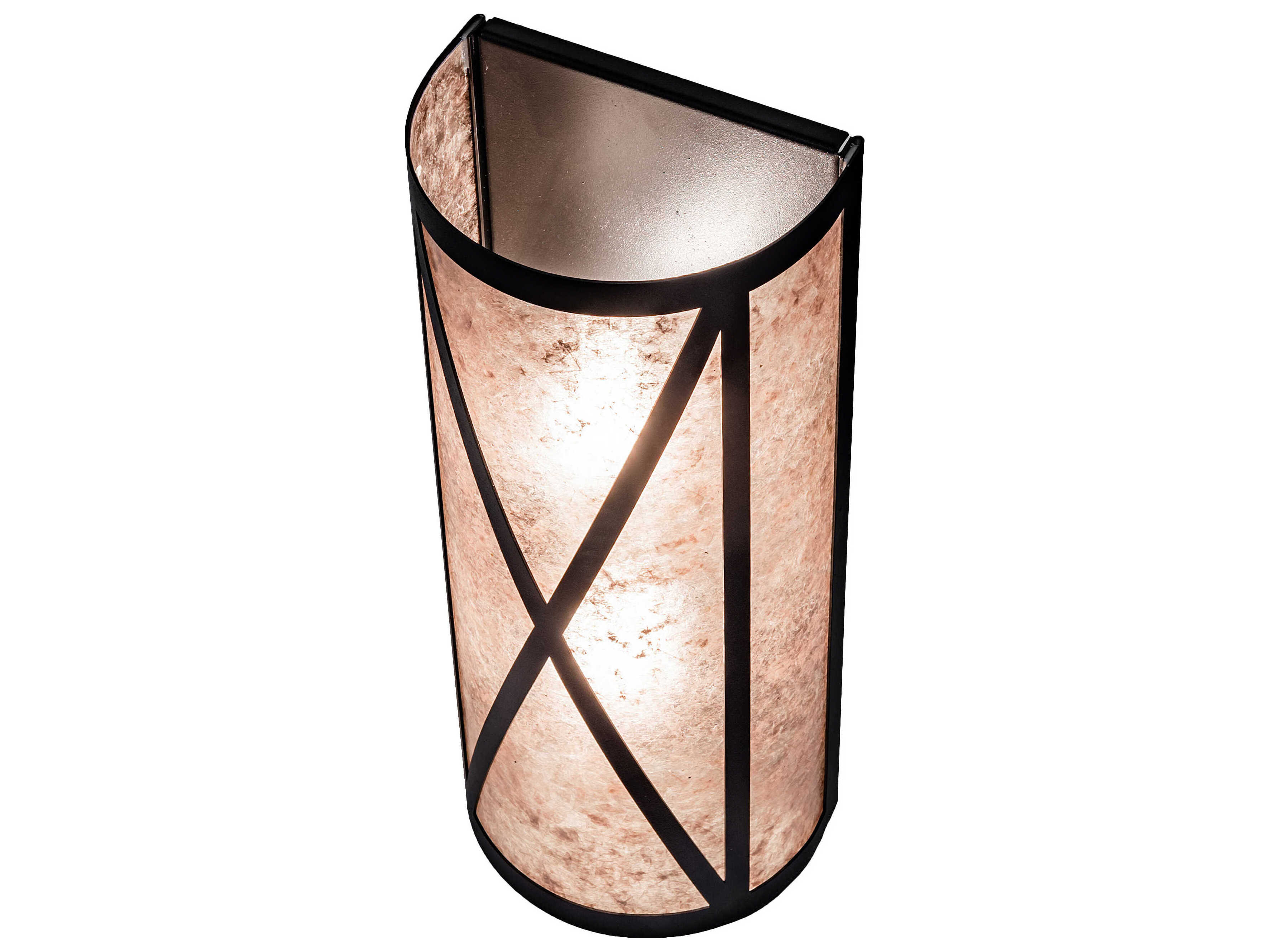 Meyda Saltire Craftsman 2-Light Mahogany Bronze Glass Wall Sconce