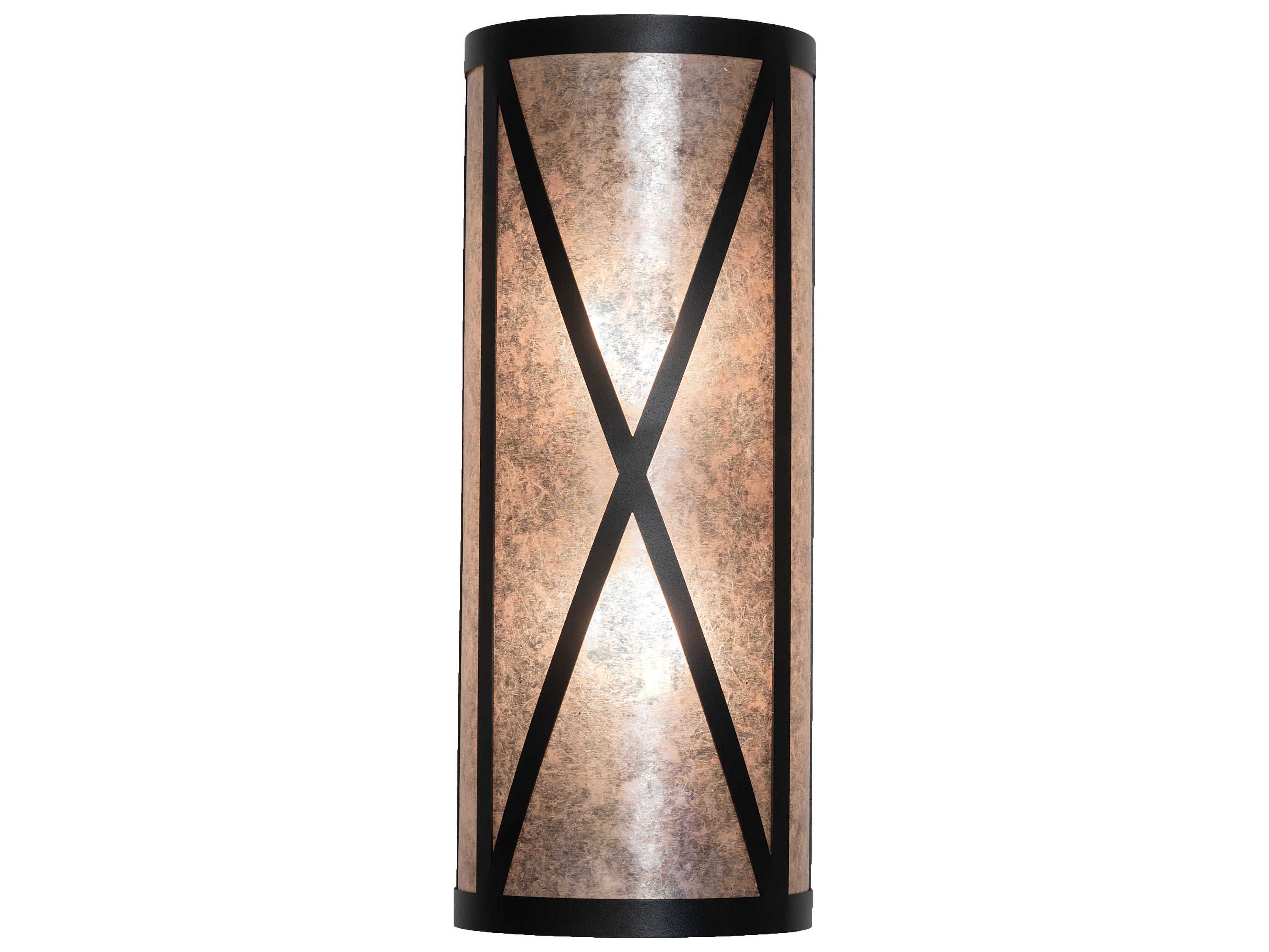 Meyda Saltire Craftsman 2-Light Mahogany Bronze Glass Wall Sconce