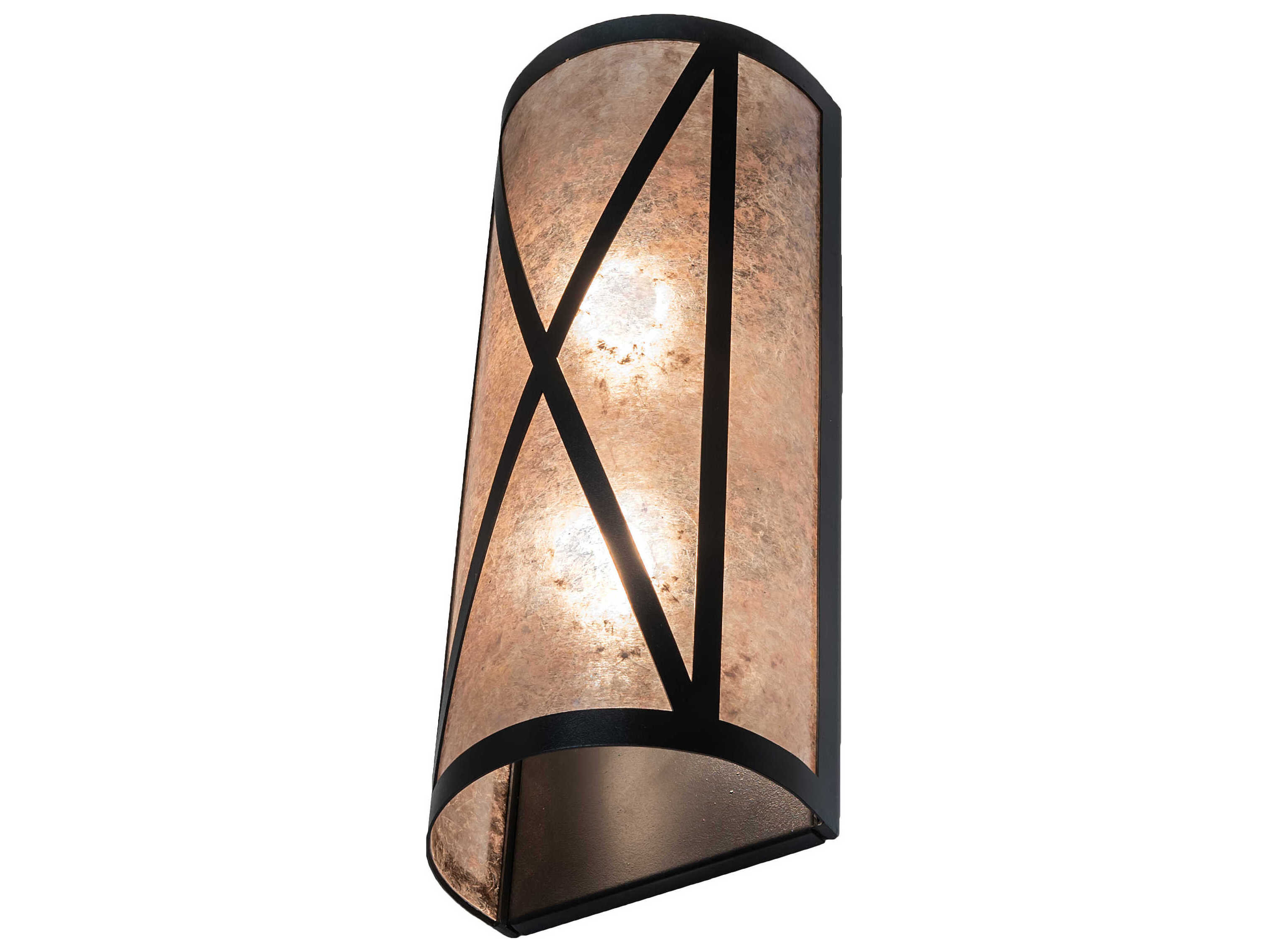 Meyda Saltire Craftsman 2-Light Mahogany Bronze Glass Wall Sconce
