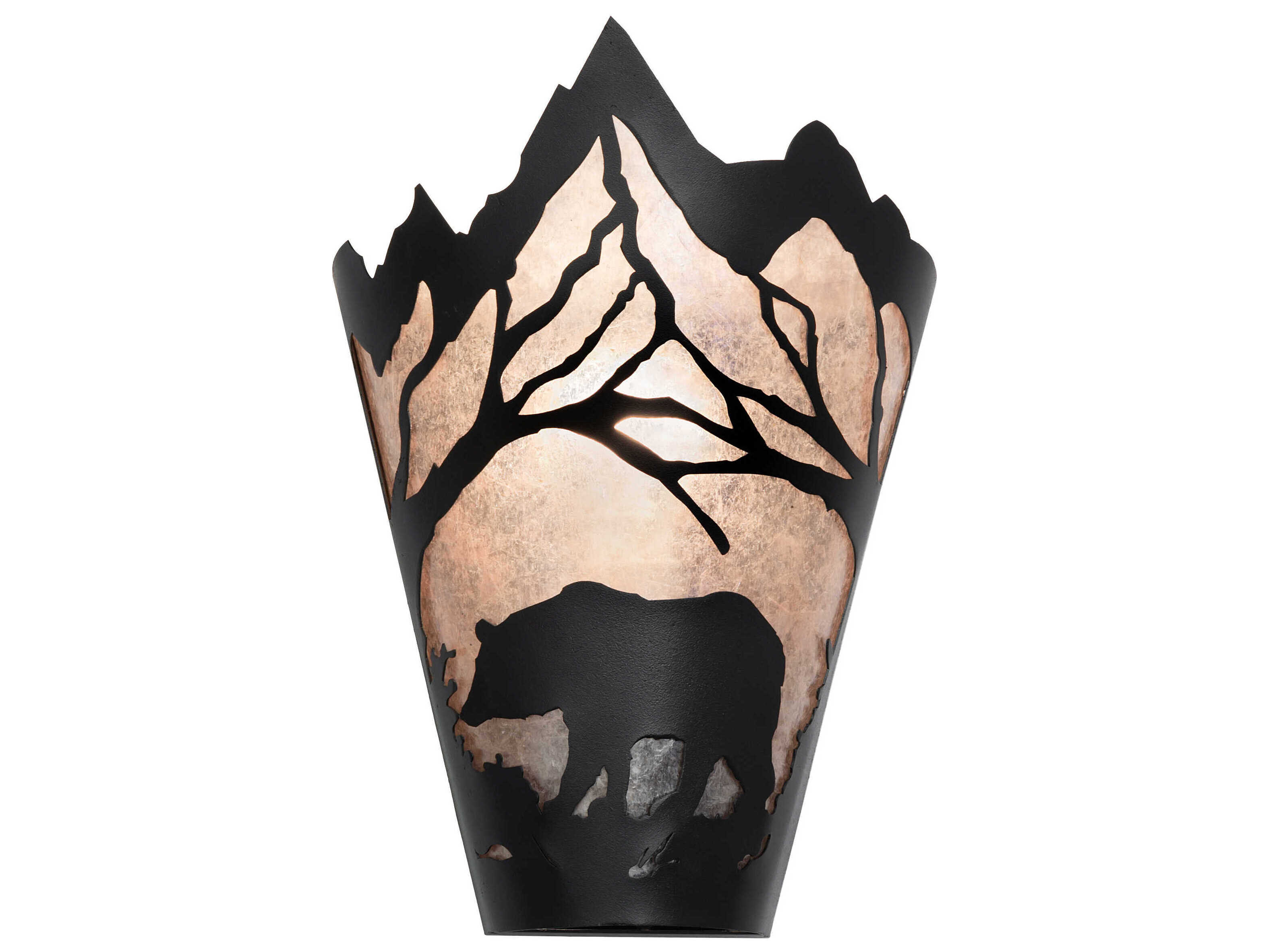 Meyda Bear At Dawn 1-Light Textured Black Glass Wall Sconce