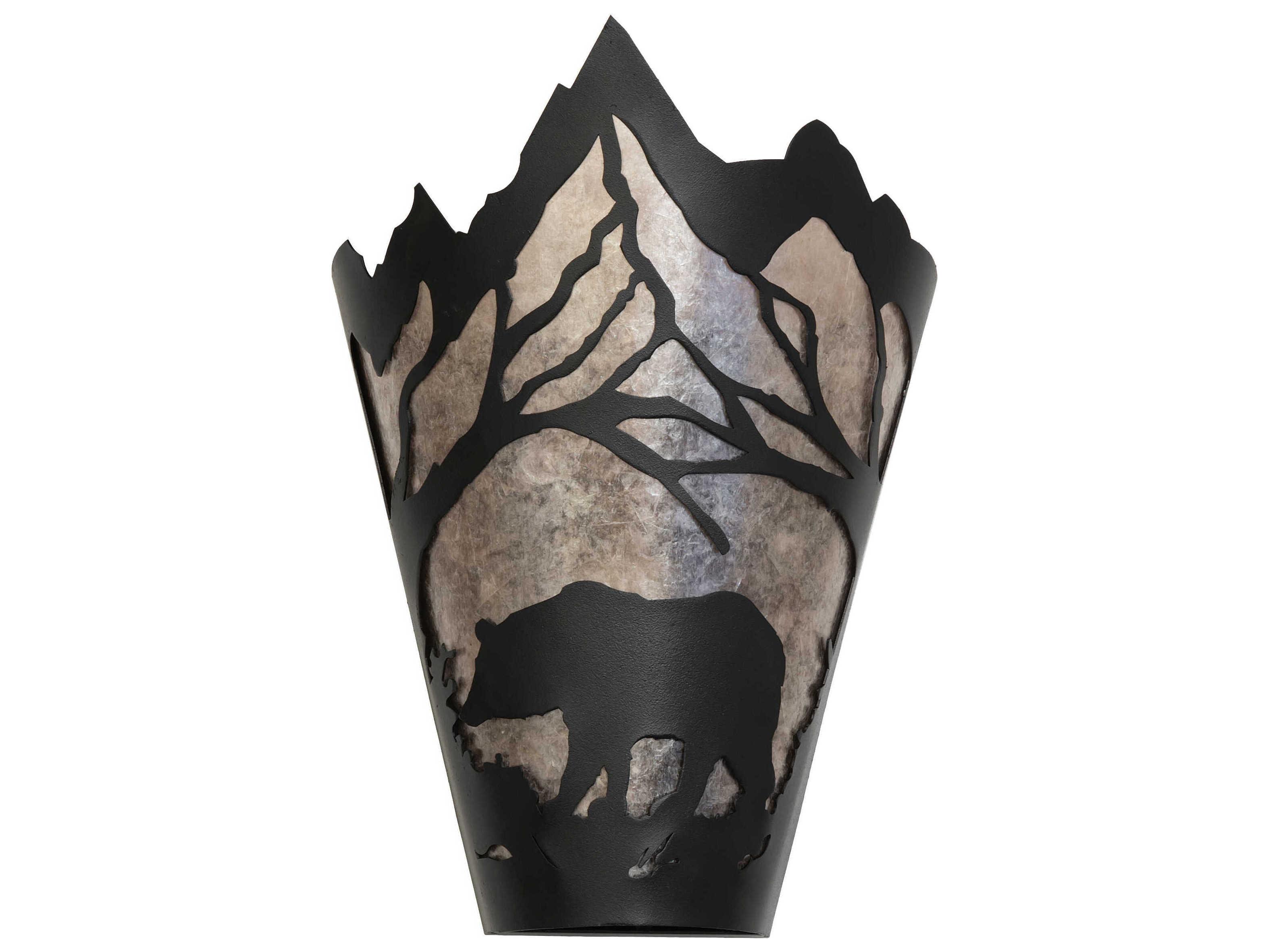 Meyda Bear At Dawn 1-Light Textured Black Glass Wall Sconce