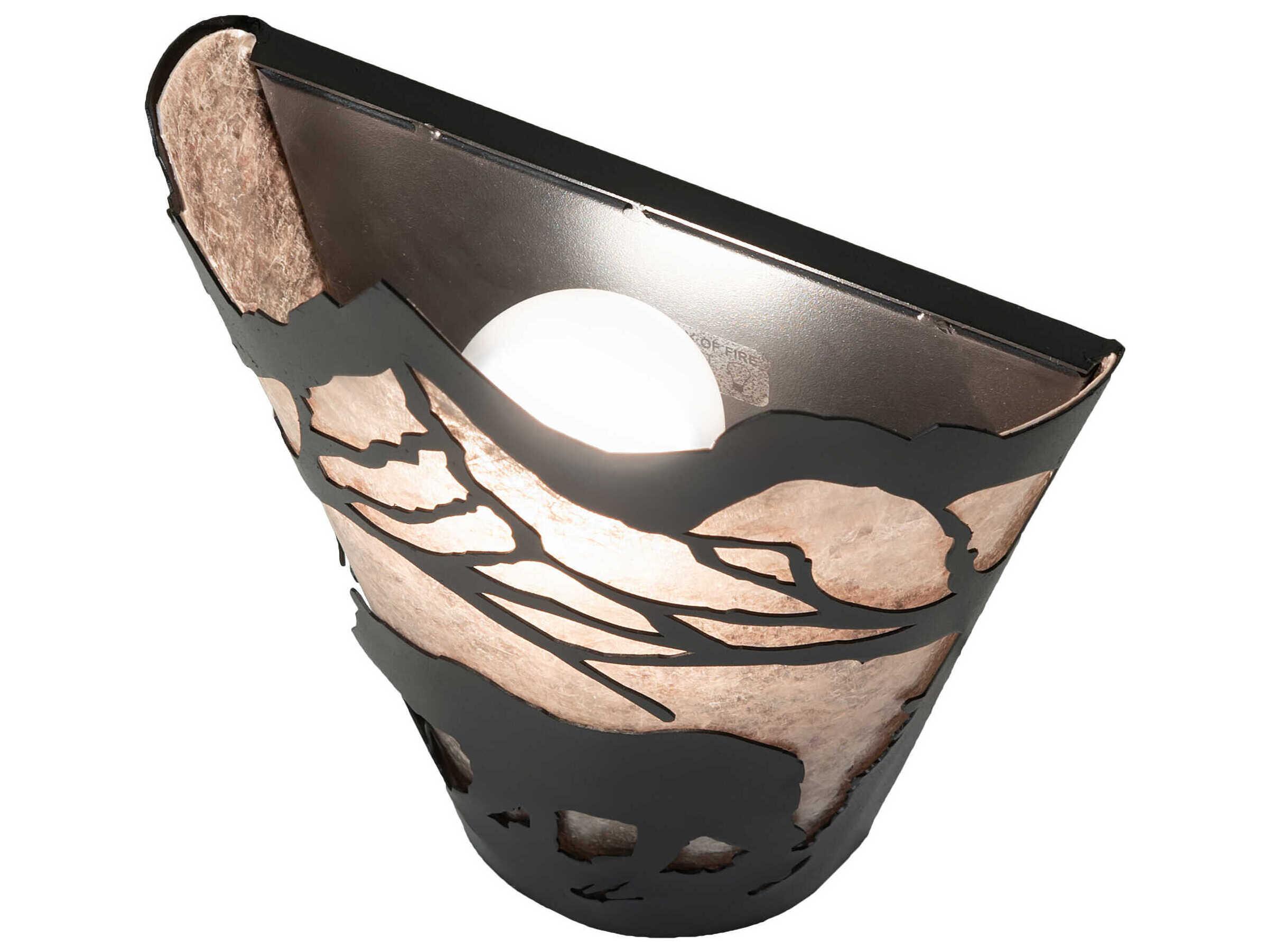 Meyda Bear At Dawn 1-Light Textured Black Glass Wall Sconce