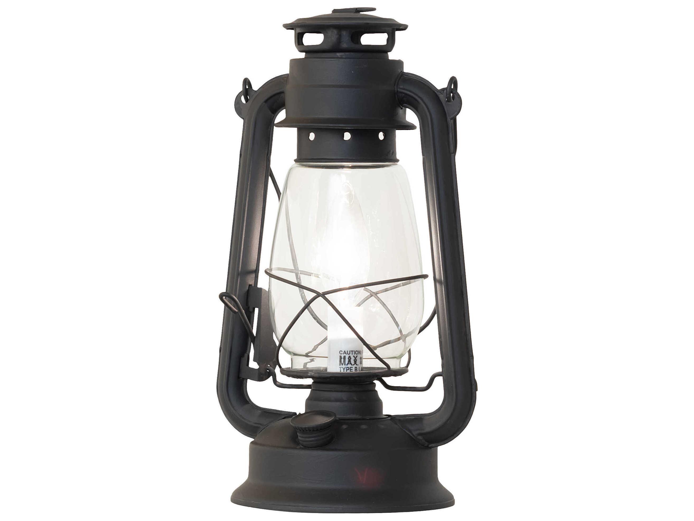 Meyda Miners Lantern Costello Black Clear Glass Table Lamp