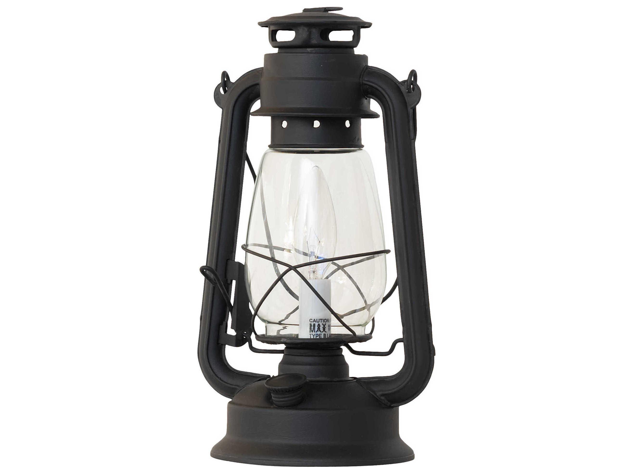 Meyda Miners Lantern Costello Black Clear Glass Table Lamp