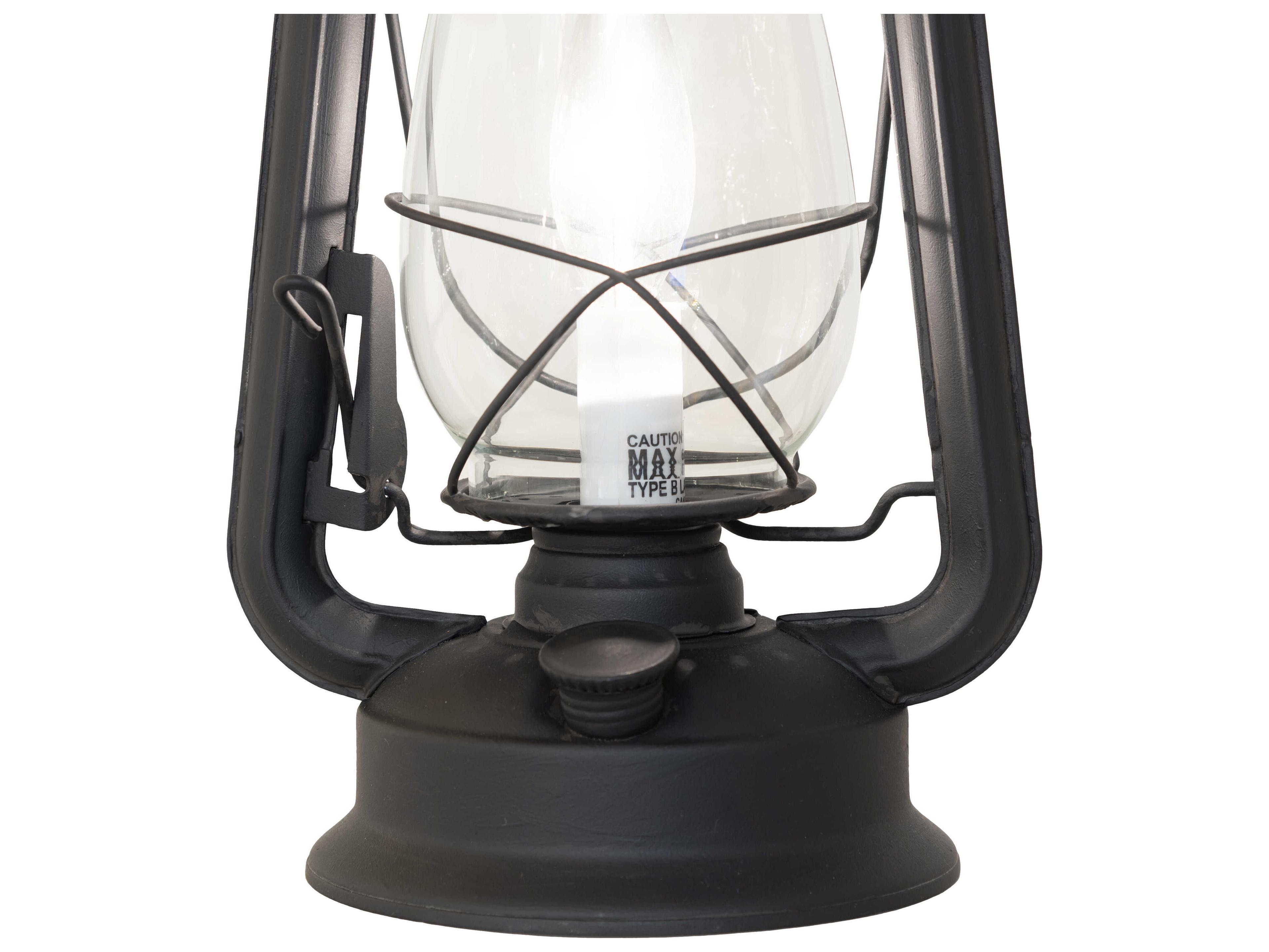 Meyda Miners Lantern Costello Black Clear Glass Table Lamp