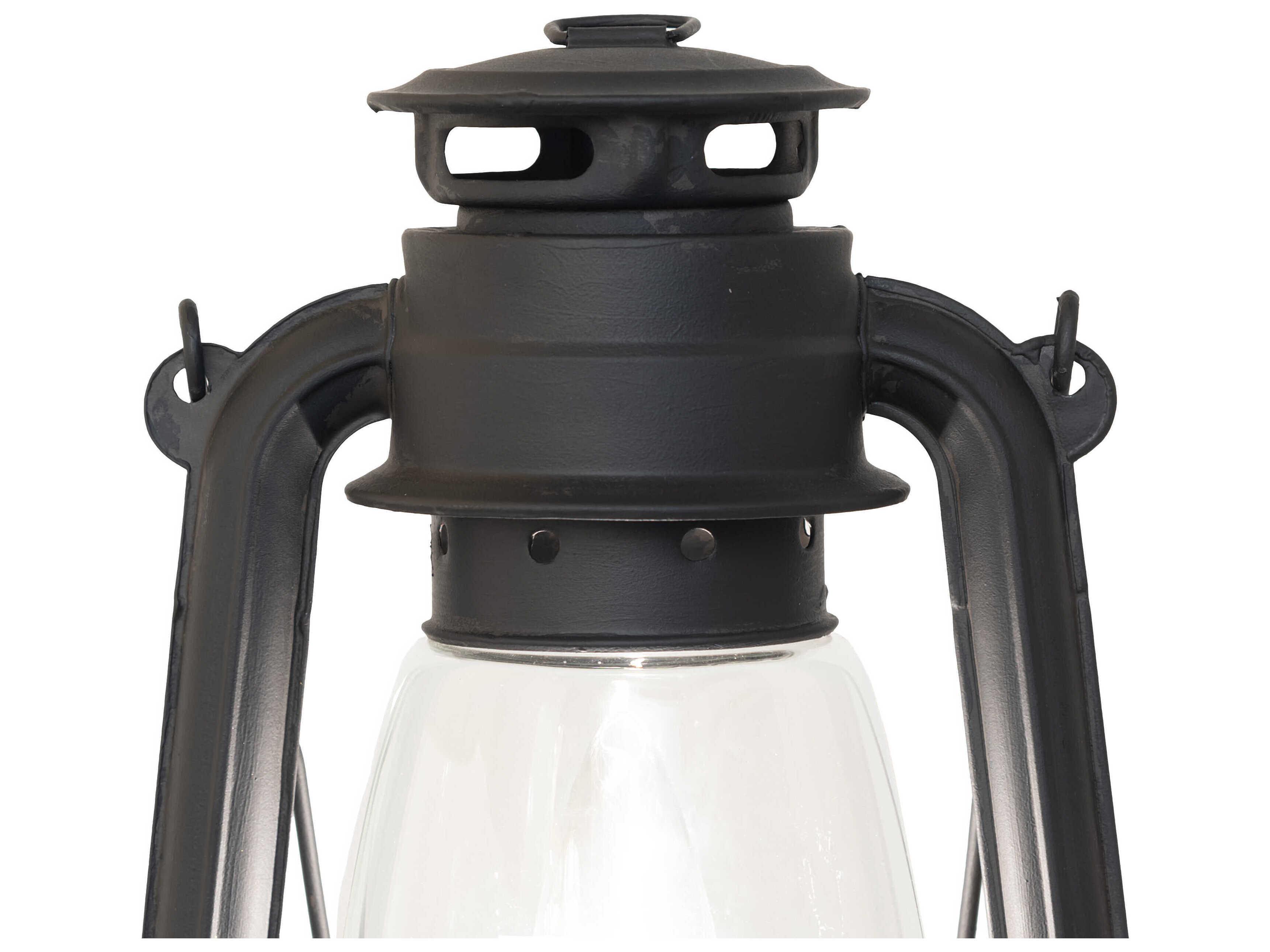 Meyda Miners Lantern Costello Black Clear Glass Table Lamp