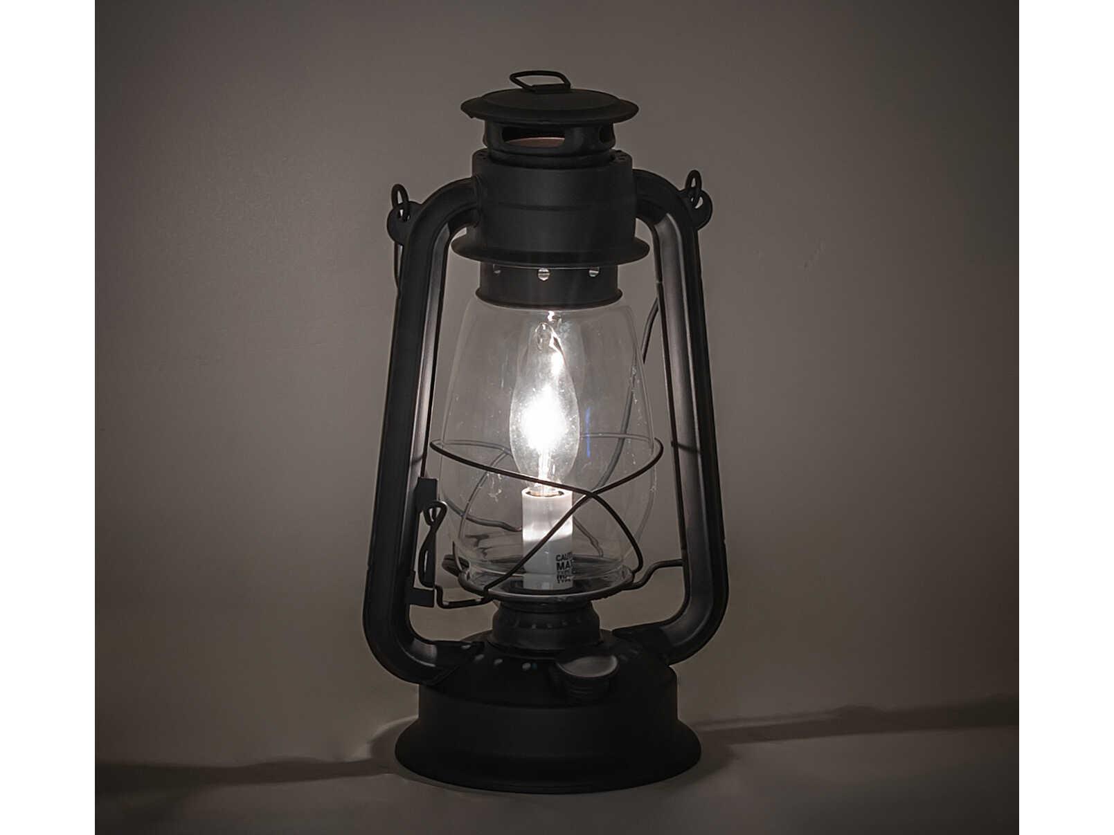 Meyda Miners Lantern Costello Black Clear Glass Table Lamp