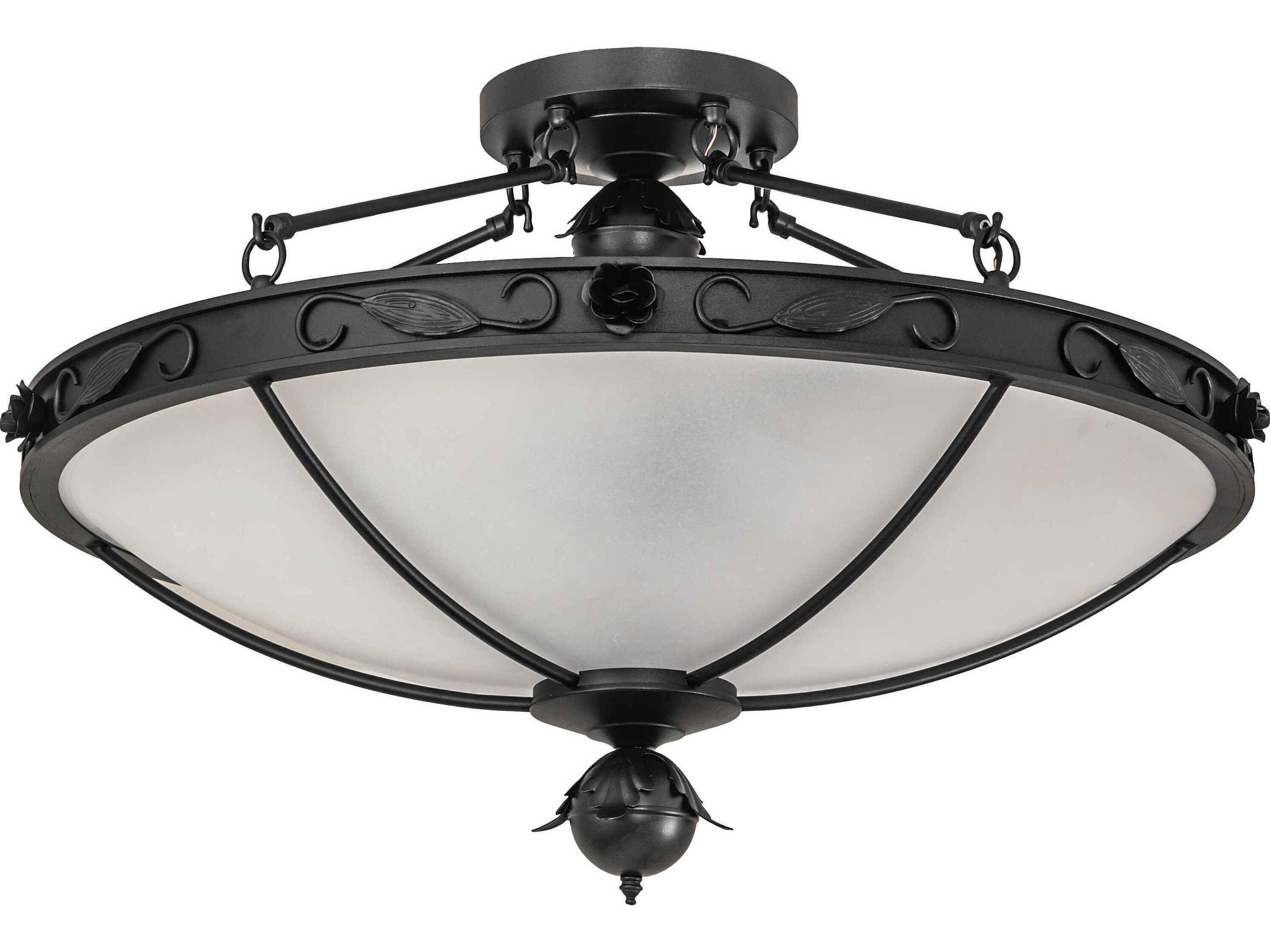 Meyda Arabesque 5-Light Textured Black Glass Bowl Semi Flush Mount