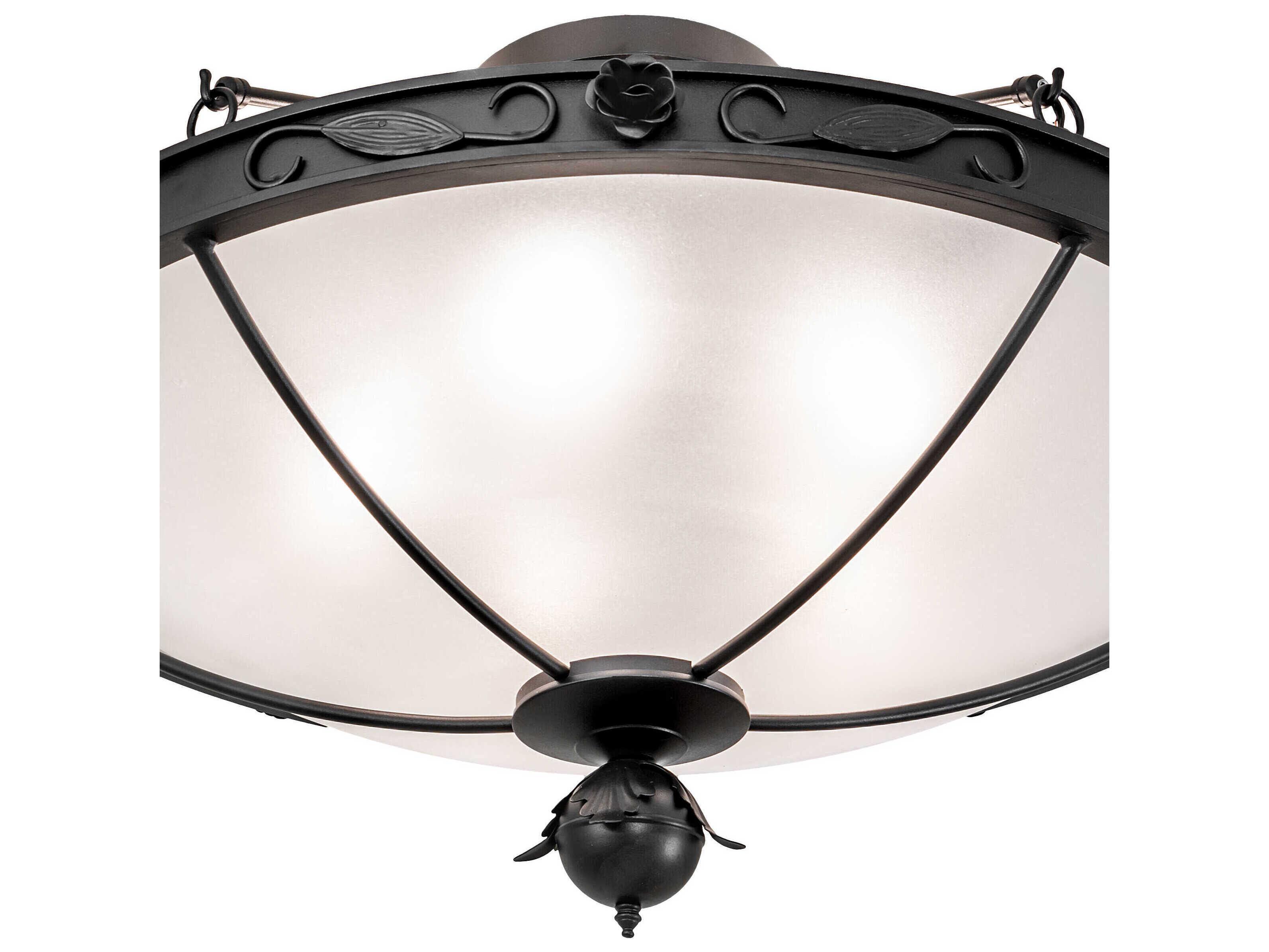 Meyda Arabesque 5-Light Textured Black Glass Bowl Semi Flush Mount