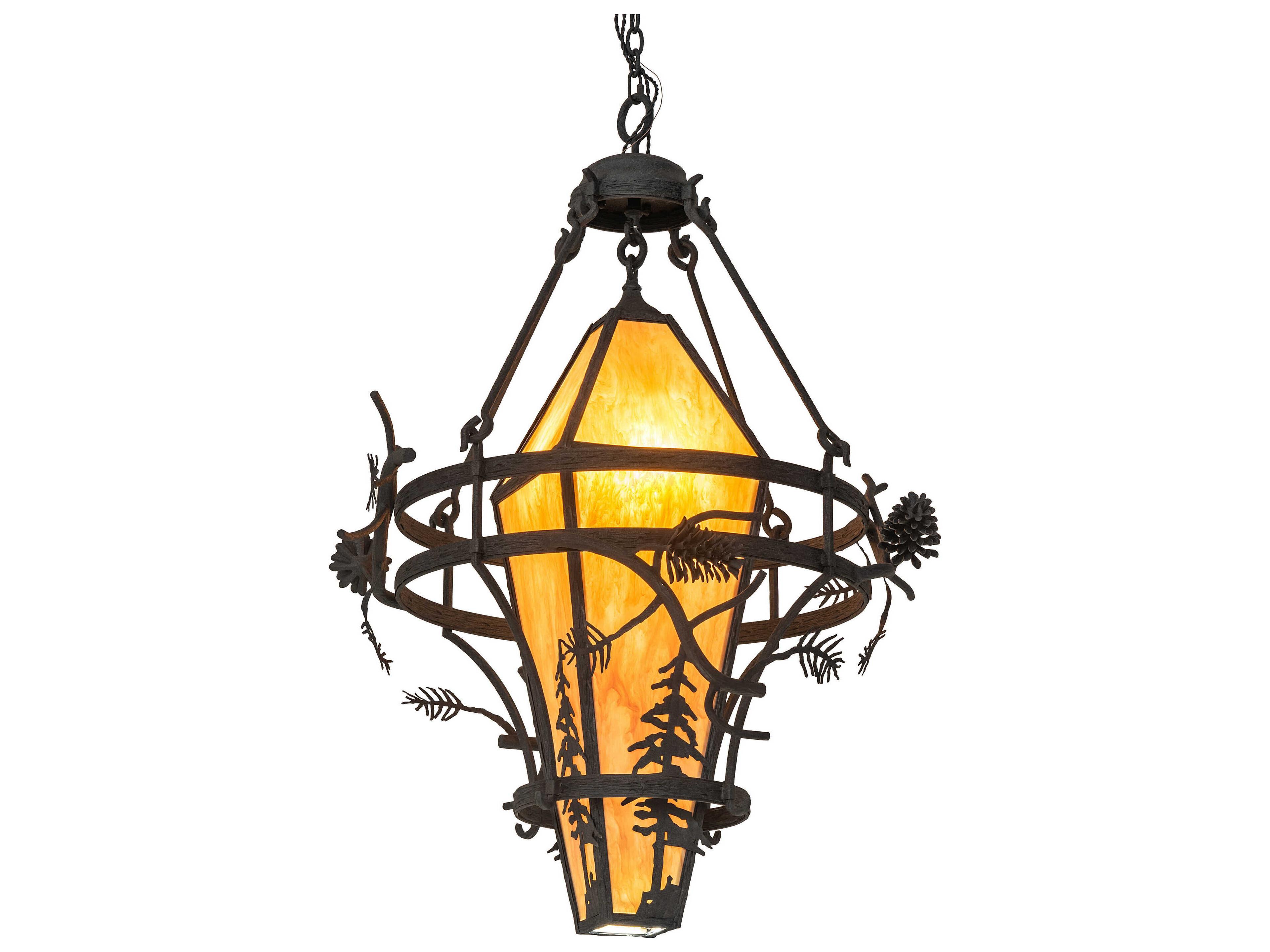 Meyda Lone Pine 3-Light Black Glass Pendant