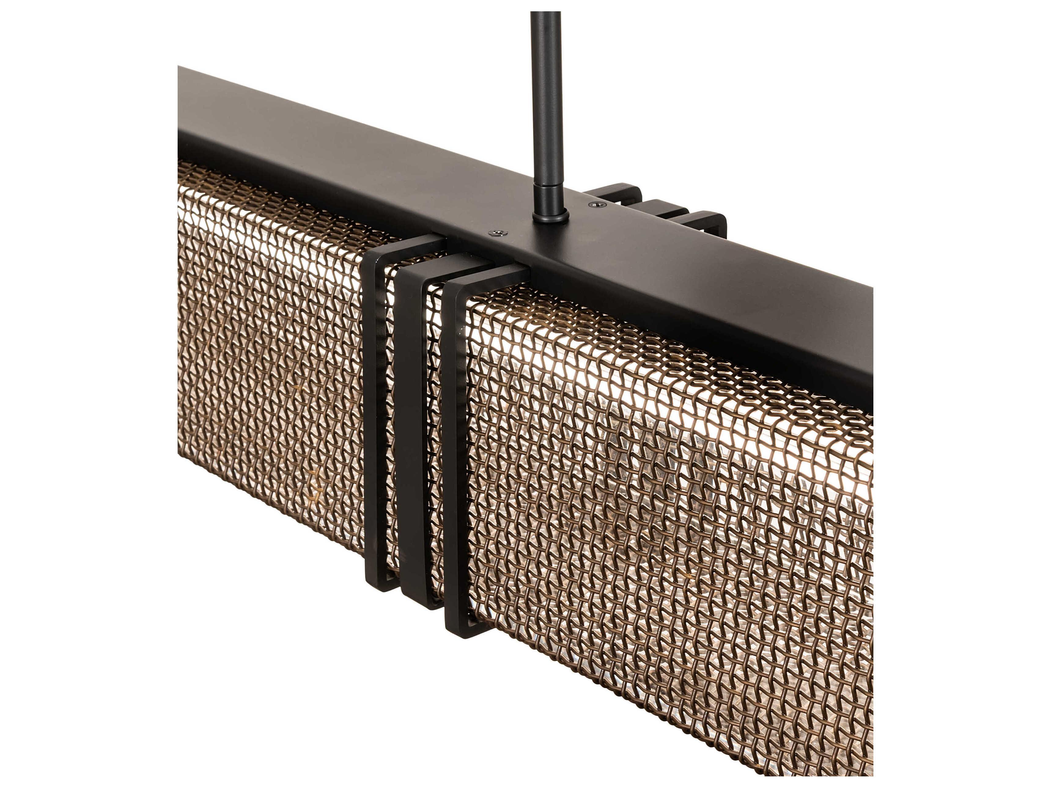 Meyda Quadrato Solar Black Gold Matte Crystal LED Linear Island Pendant