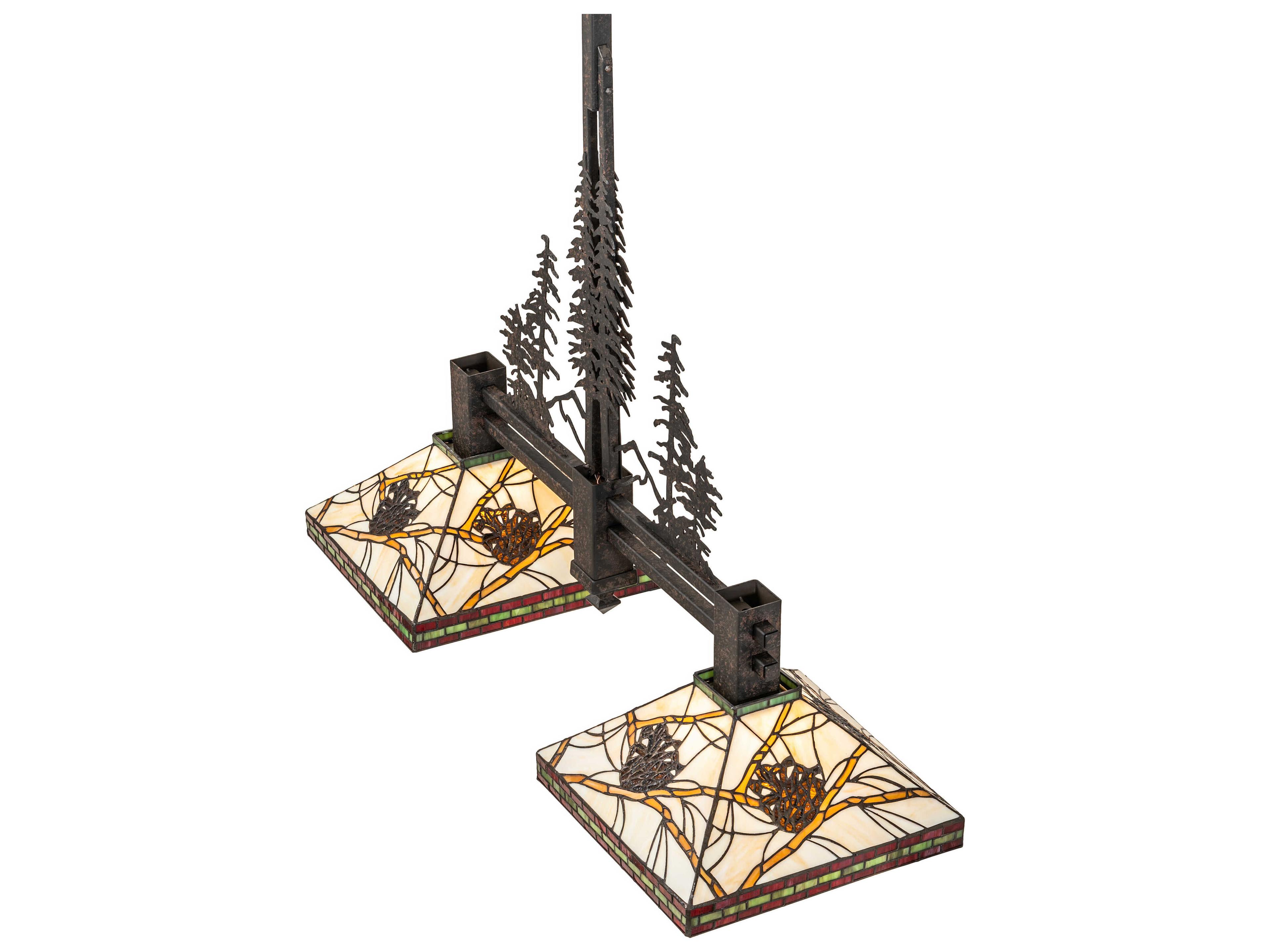 Meyda Pinecone 2-Light Coffee Bean Brown Glass Tiffany Island Pendant