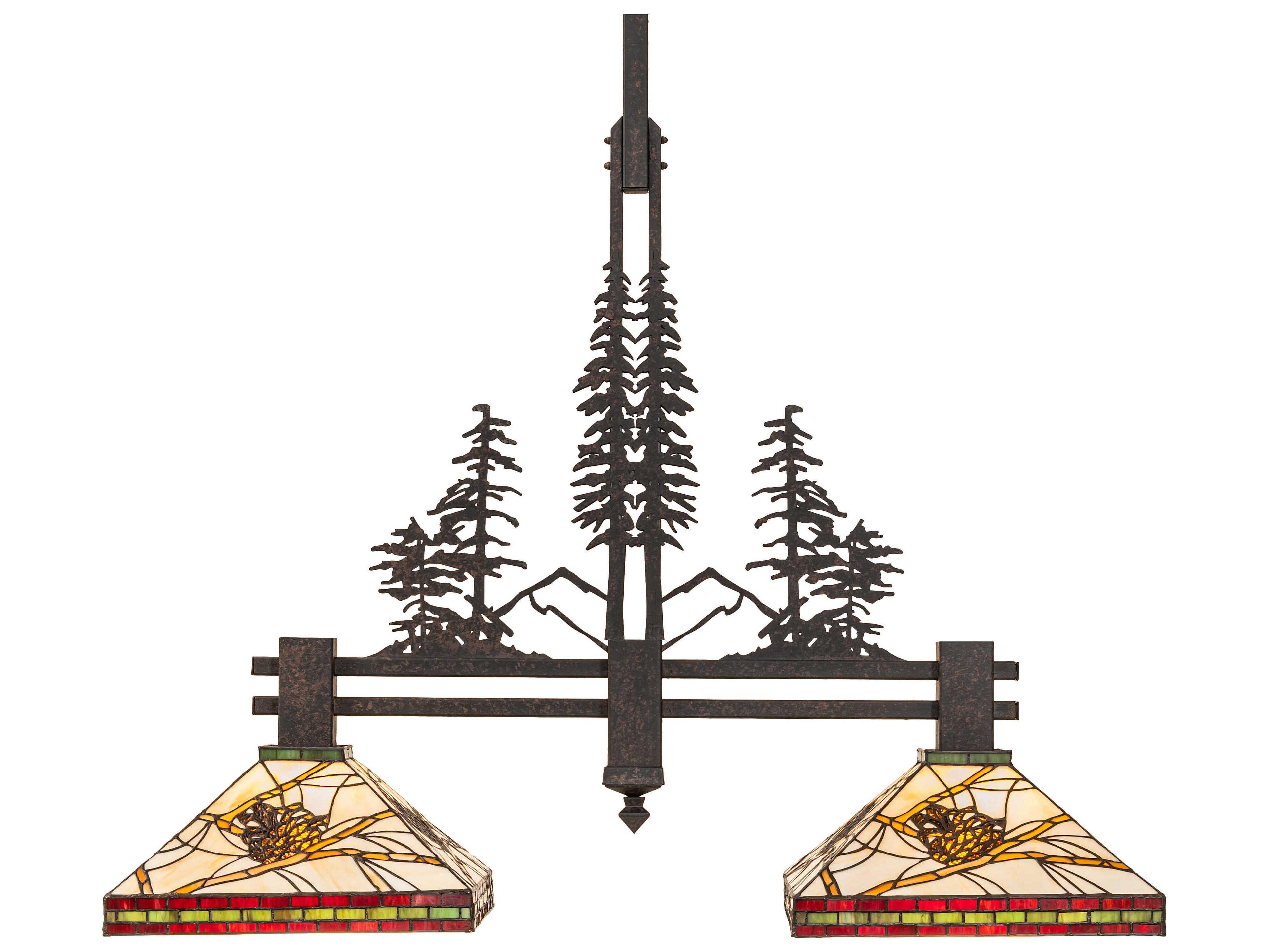 Meyda Pinecone 2-Light Coffee Bean Brown Glass Tiffany Island Pendant