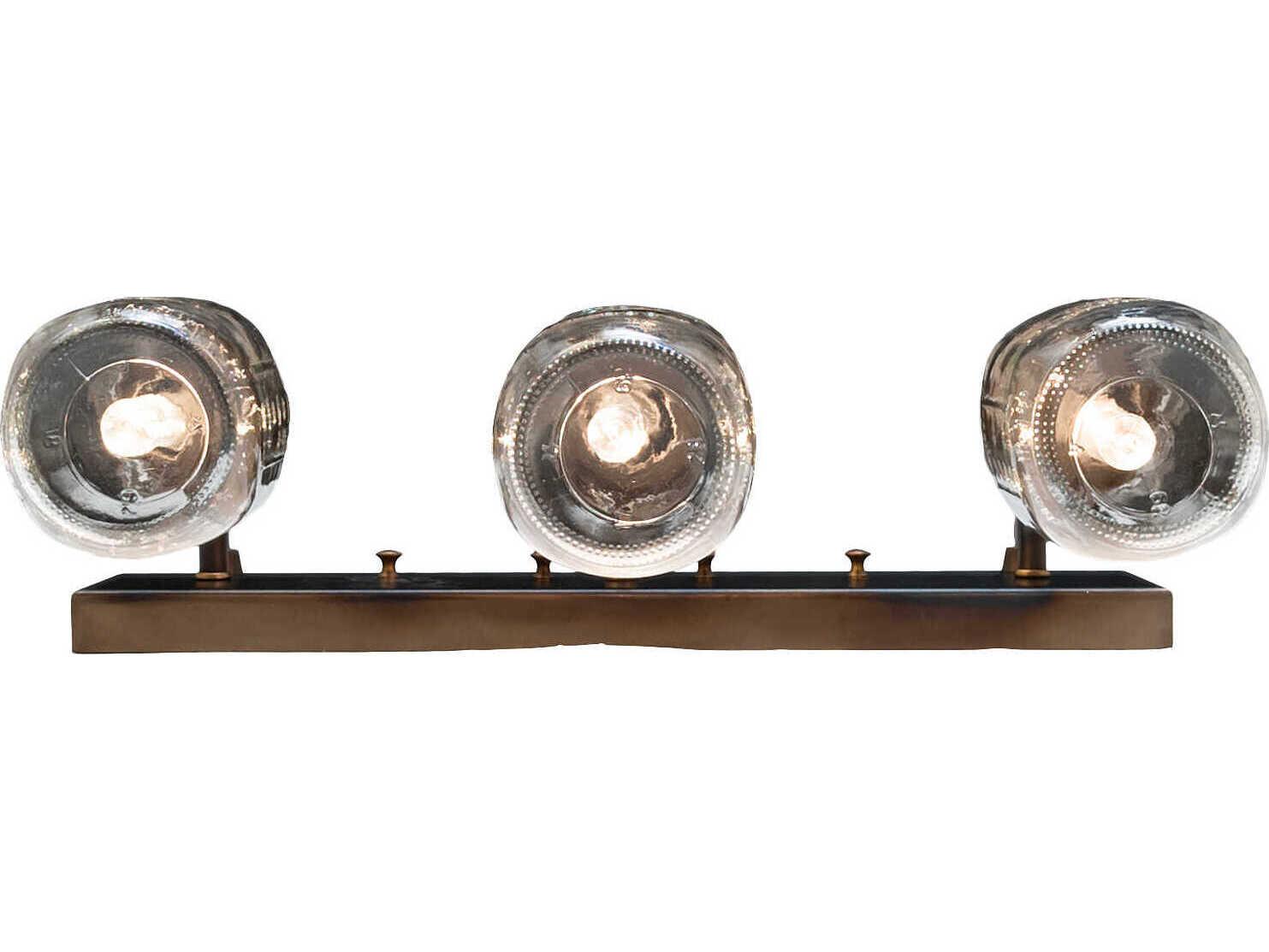 Meyda Mason Jar 3-Light Light Burnished Antique Copper Vanity