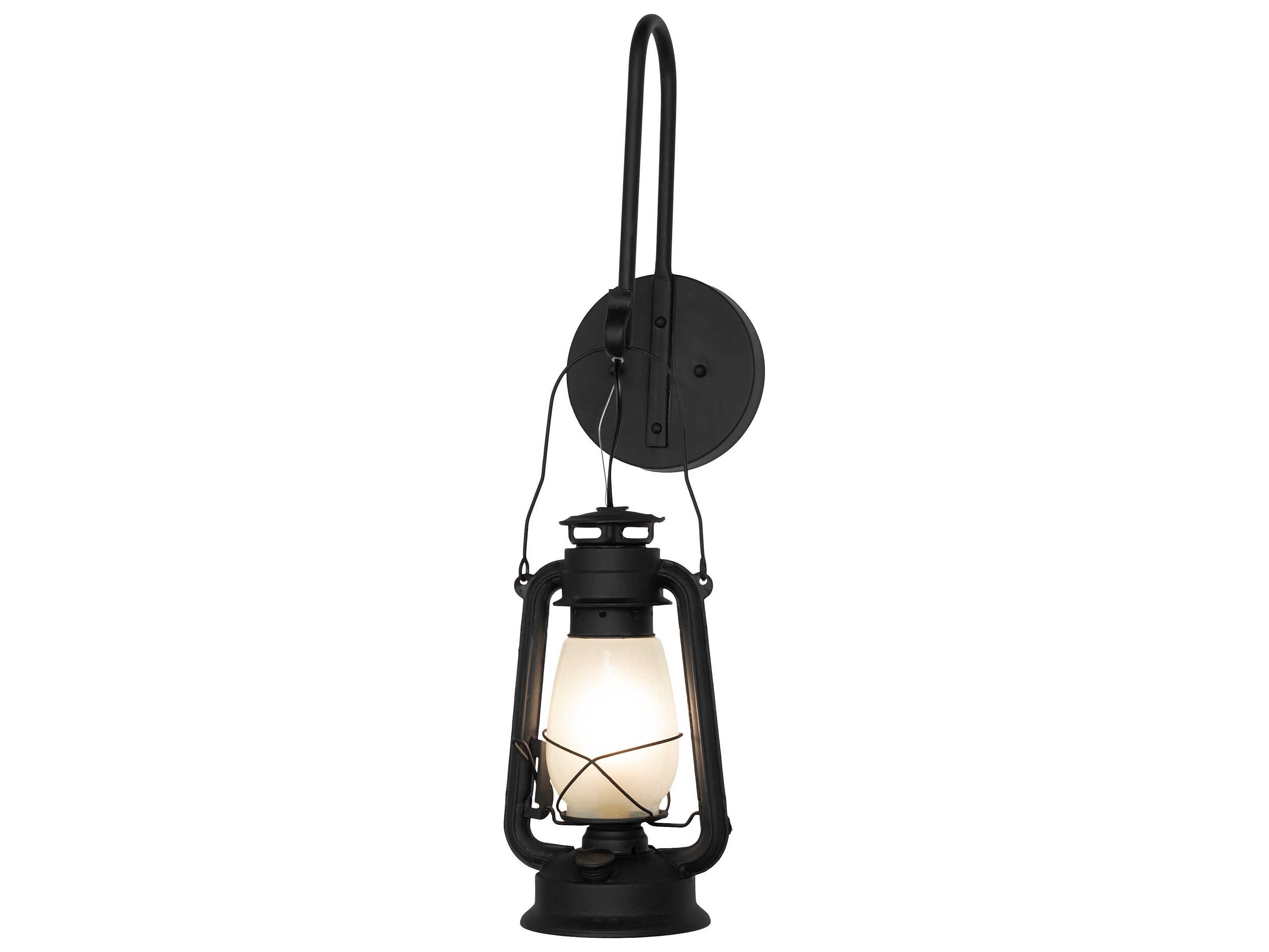 Meyda Miners Lantern 1-Light Costello Black Glass Wall Sconce