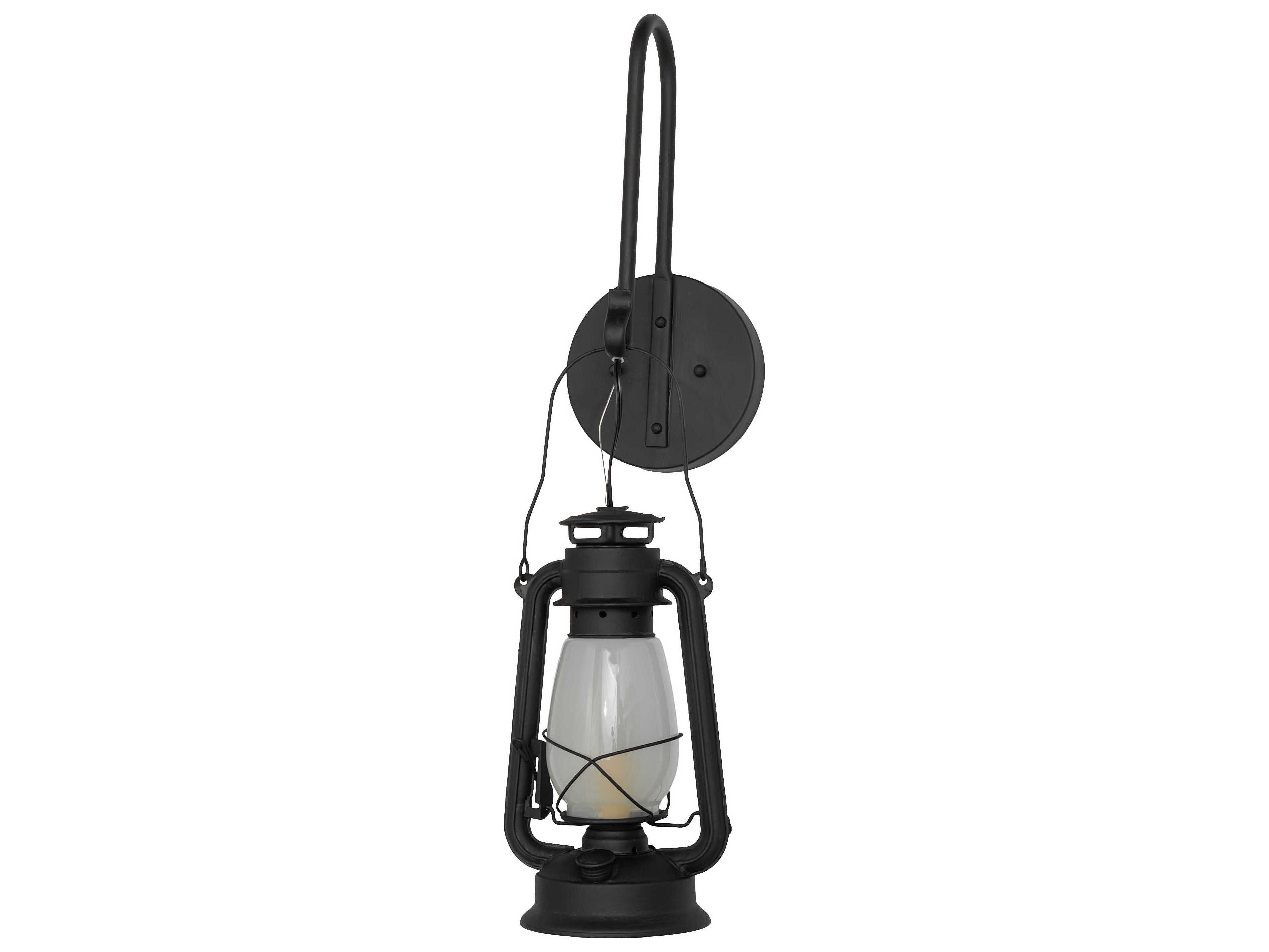 Meyda Miners Lantern 1-Light Costello Black Glass Wall Sconce
